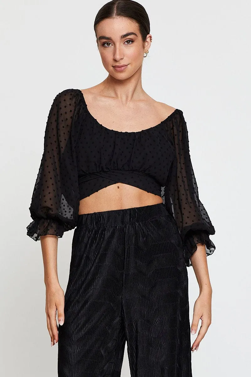 Black Crop Top Long Sleeve
