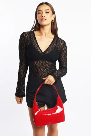 Black Lace Top Long Sleeve