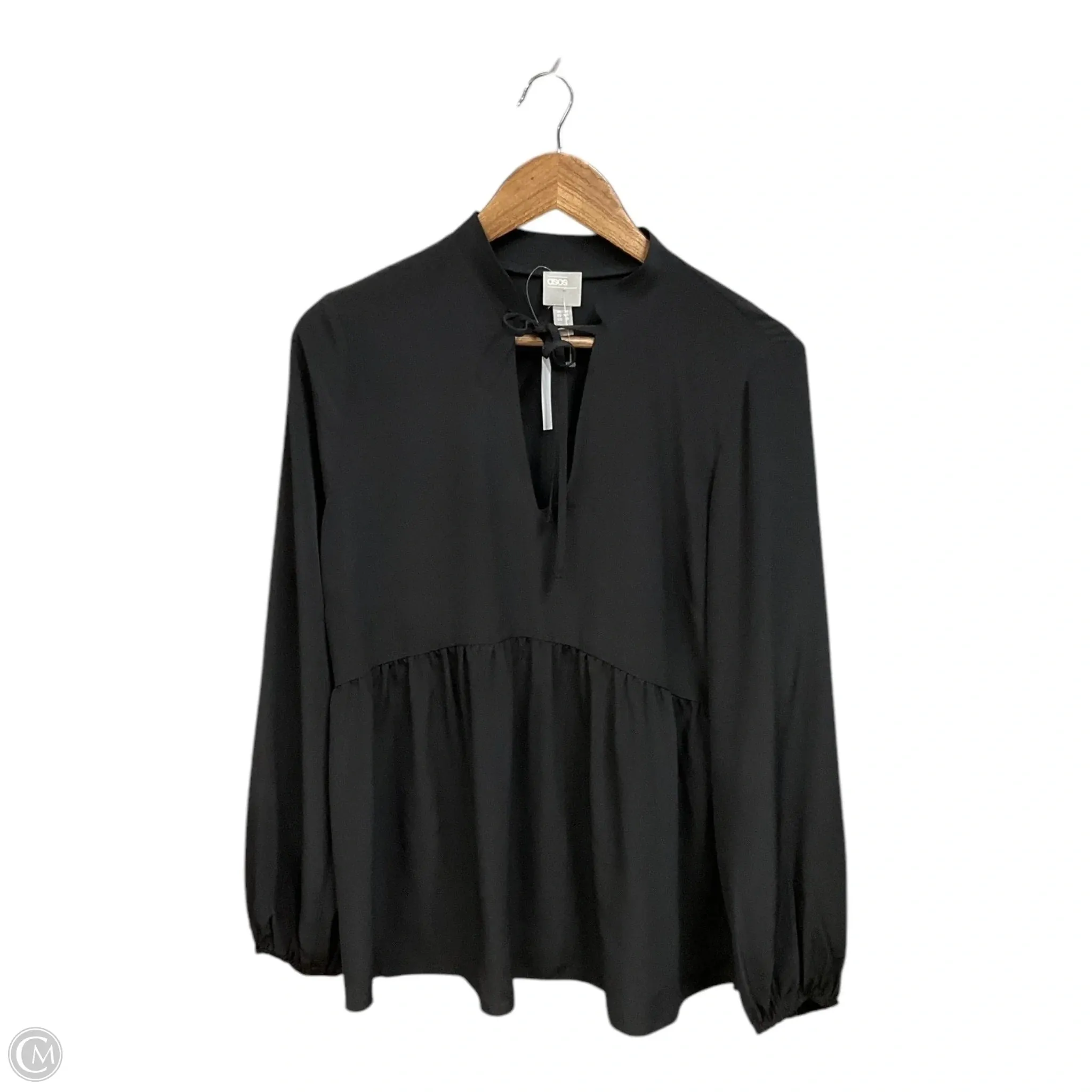 Blouse Long Sleeve By Asos In Black, Size: 8