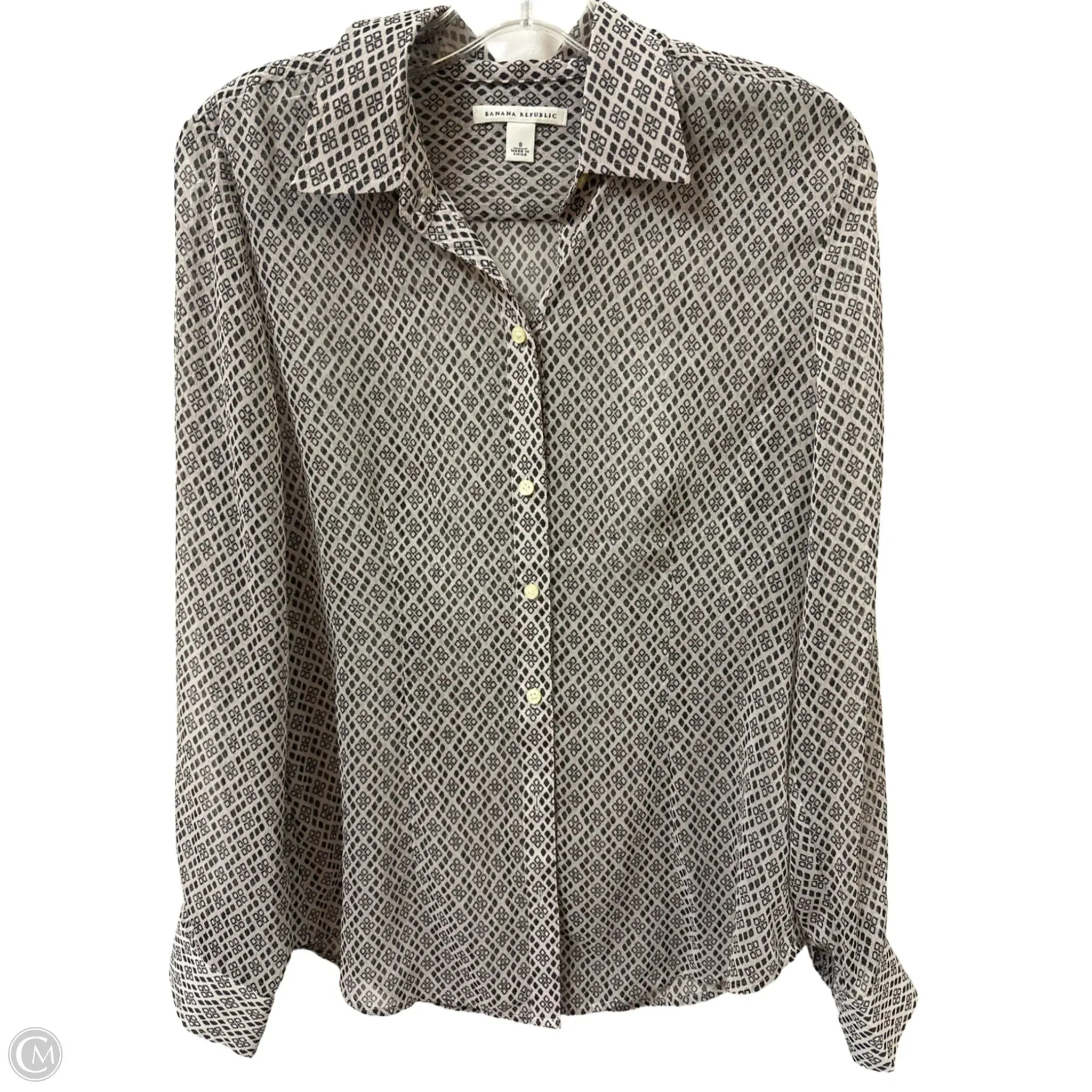 Blouse Long Sleeve By Banana Republic In Cream, Size: M