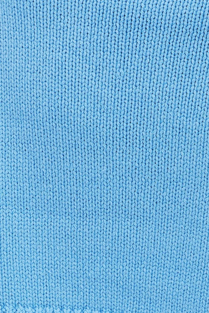 Blue Cable Knit Jumper Turtle Neck