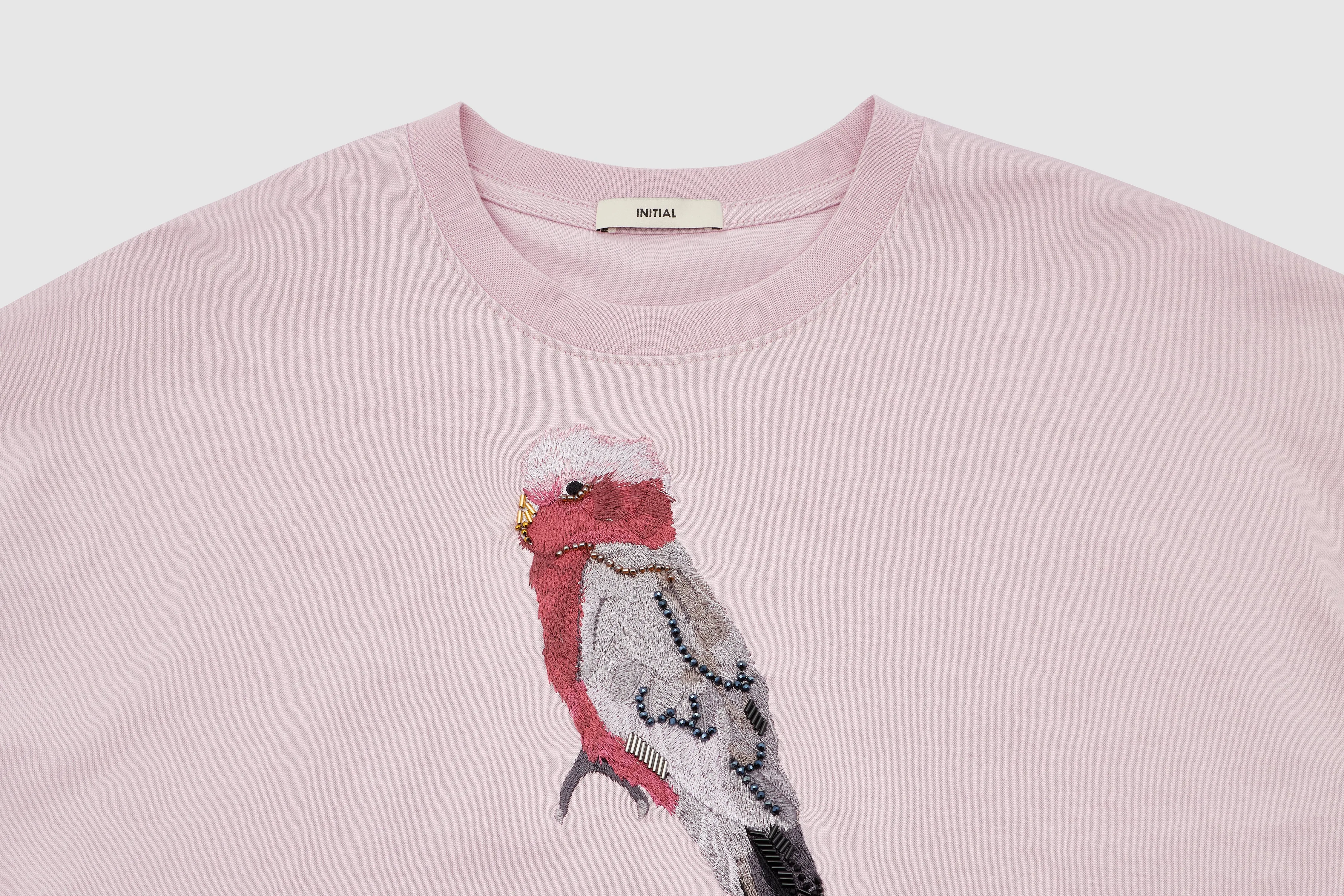 Cropped Parrot Graphic Embroidery Tee