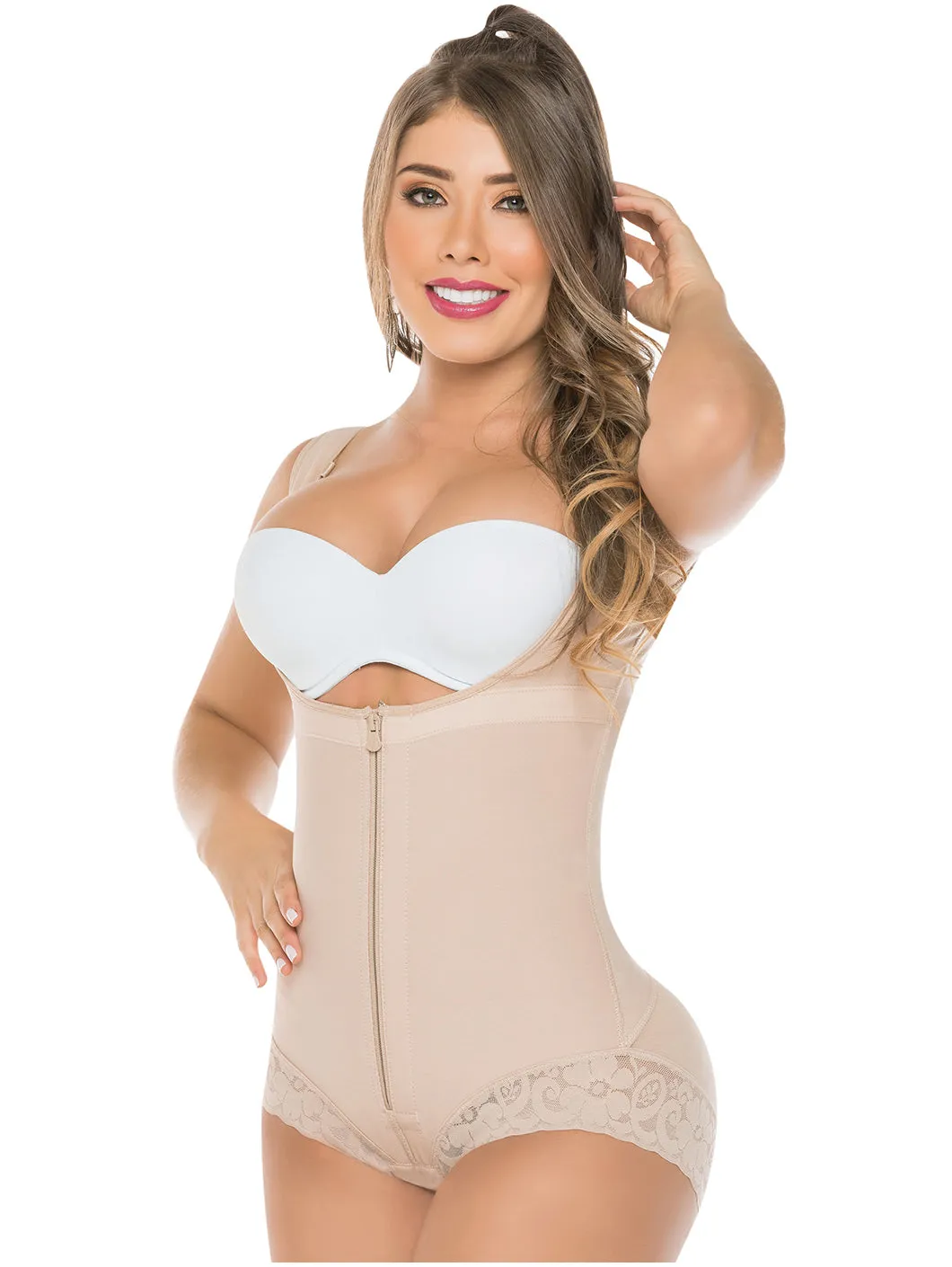 Fajas Salome 411 | Fajas Colombianas Open Bust Panty Shapewear Bodysuit | Post Surgery & Daily Use Body Shaper