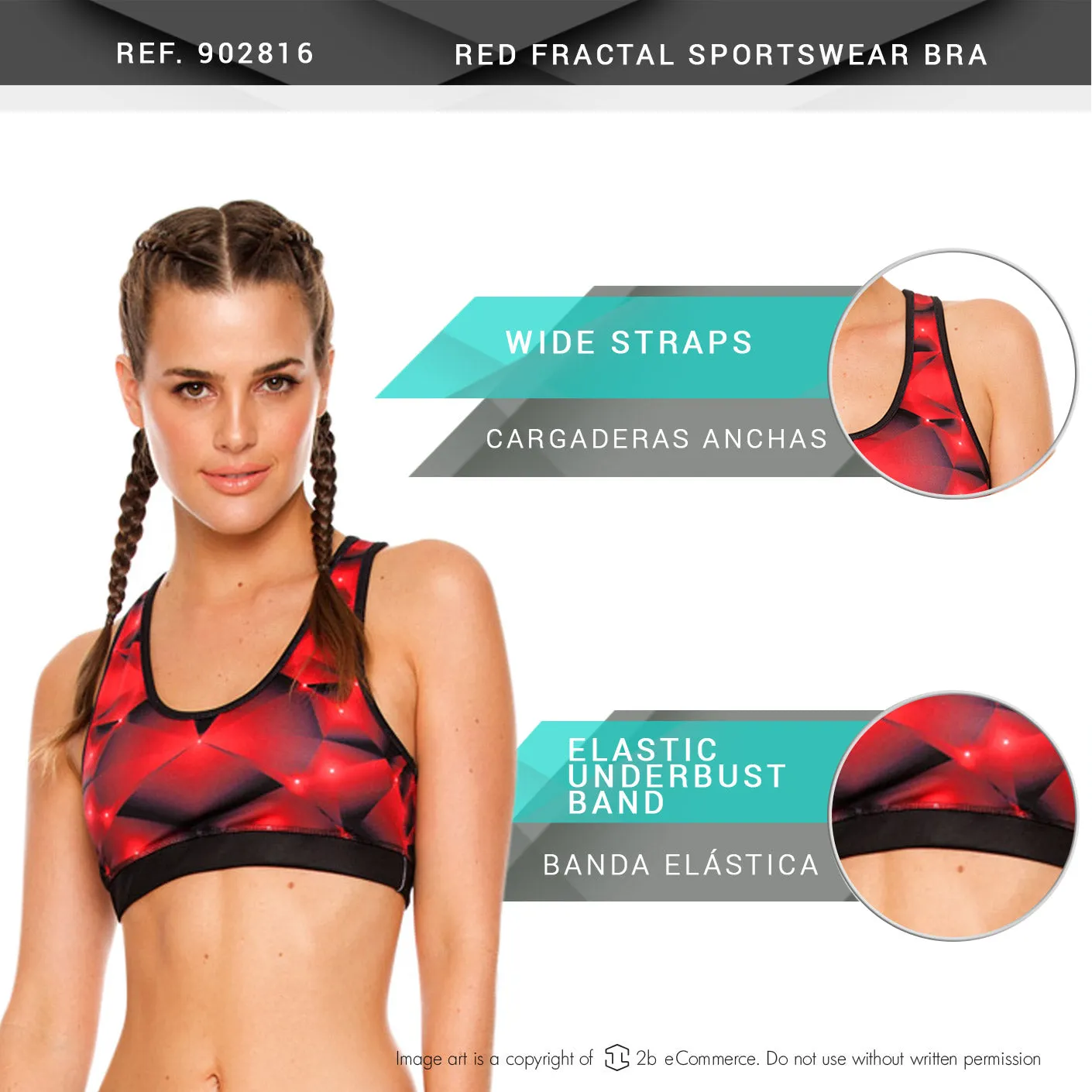 Flexmee 902816 Red Fractals Sports Bra Sportswear