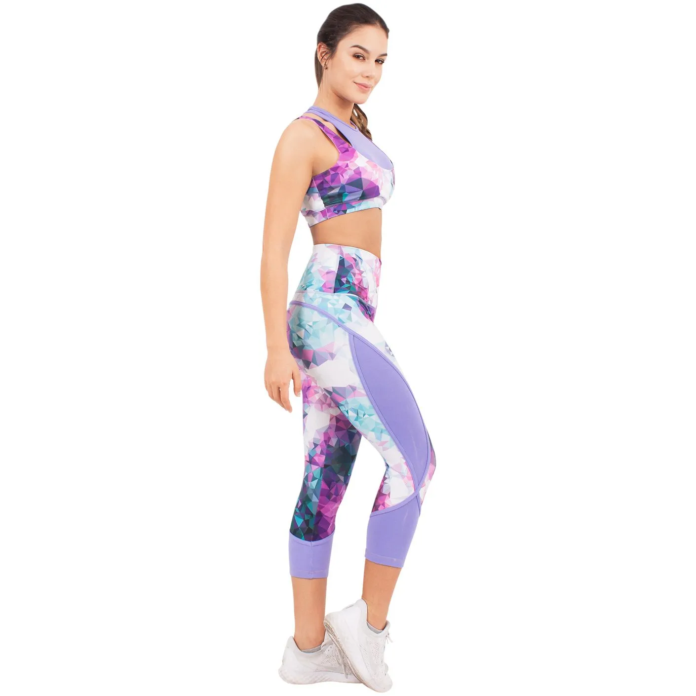 FLEXMEE 944068 High-Waisted Printed Capri Leggings | Microfiber