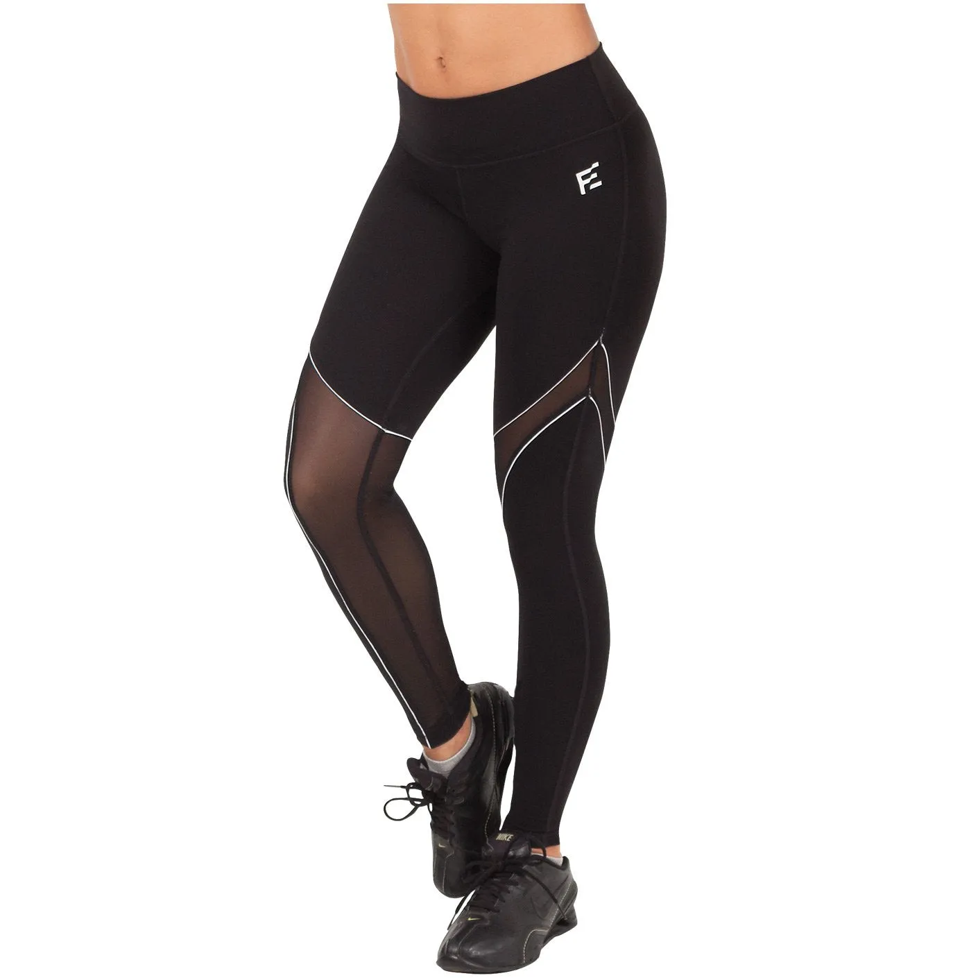 FLEXMEE 946074 | Waves Mid Rise Active Sports Leggings With Mesh | Supplex 360