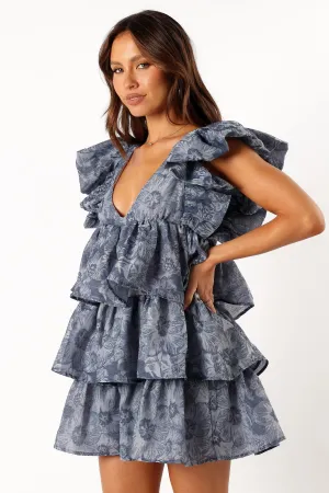 Friella Frill Sleeve Mini Dress - Deep Blue