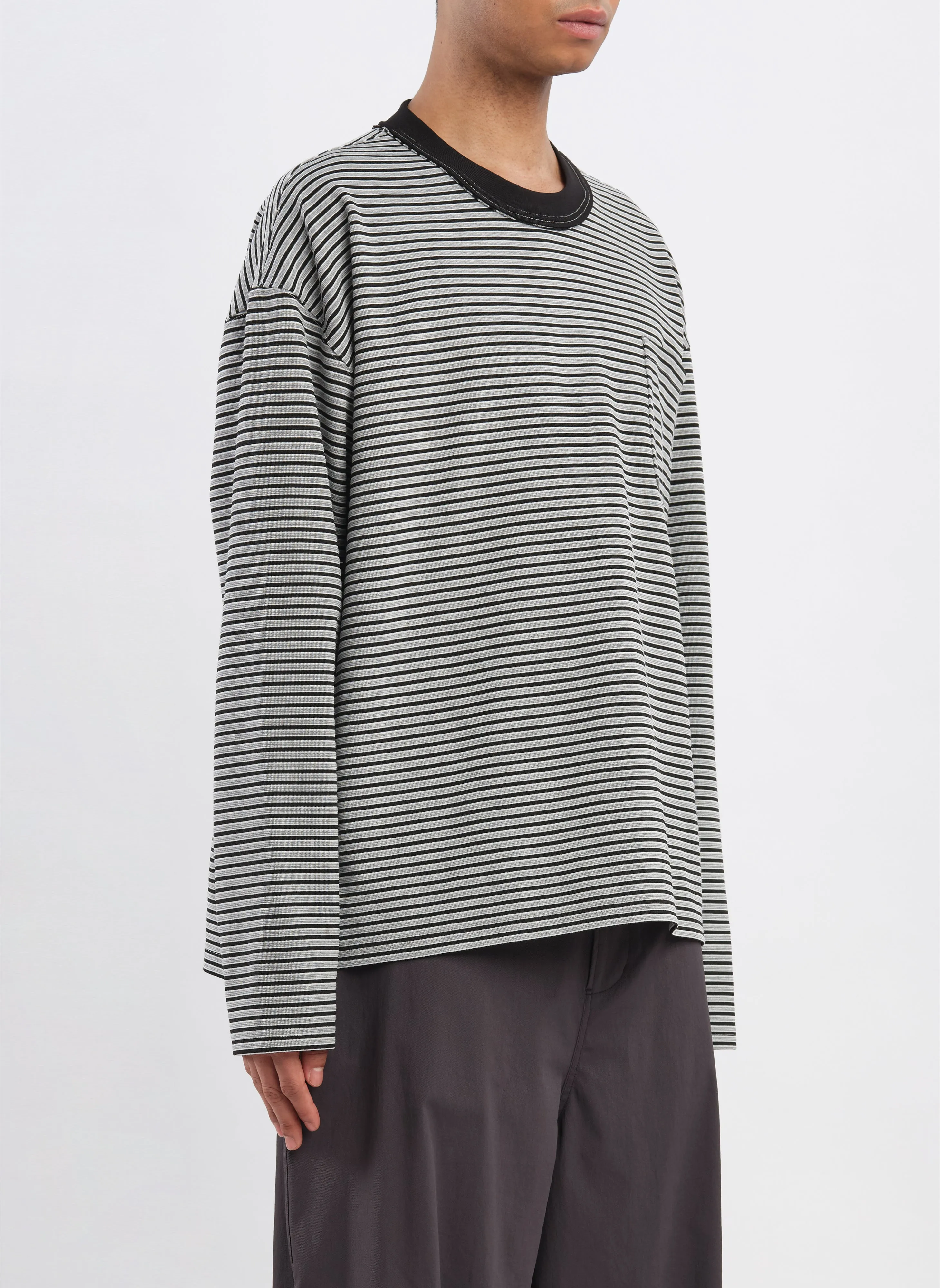 Jacquard Long Sleeves Border Top
