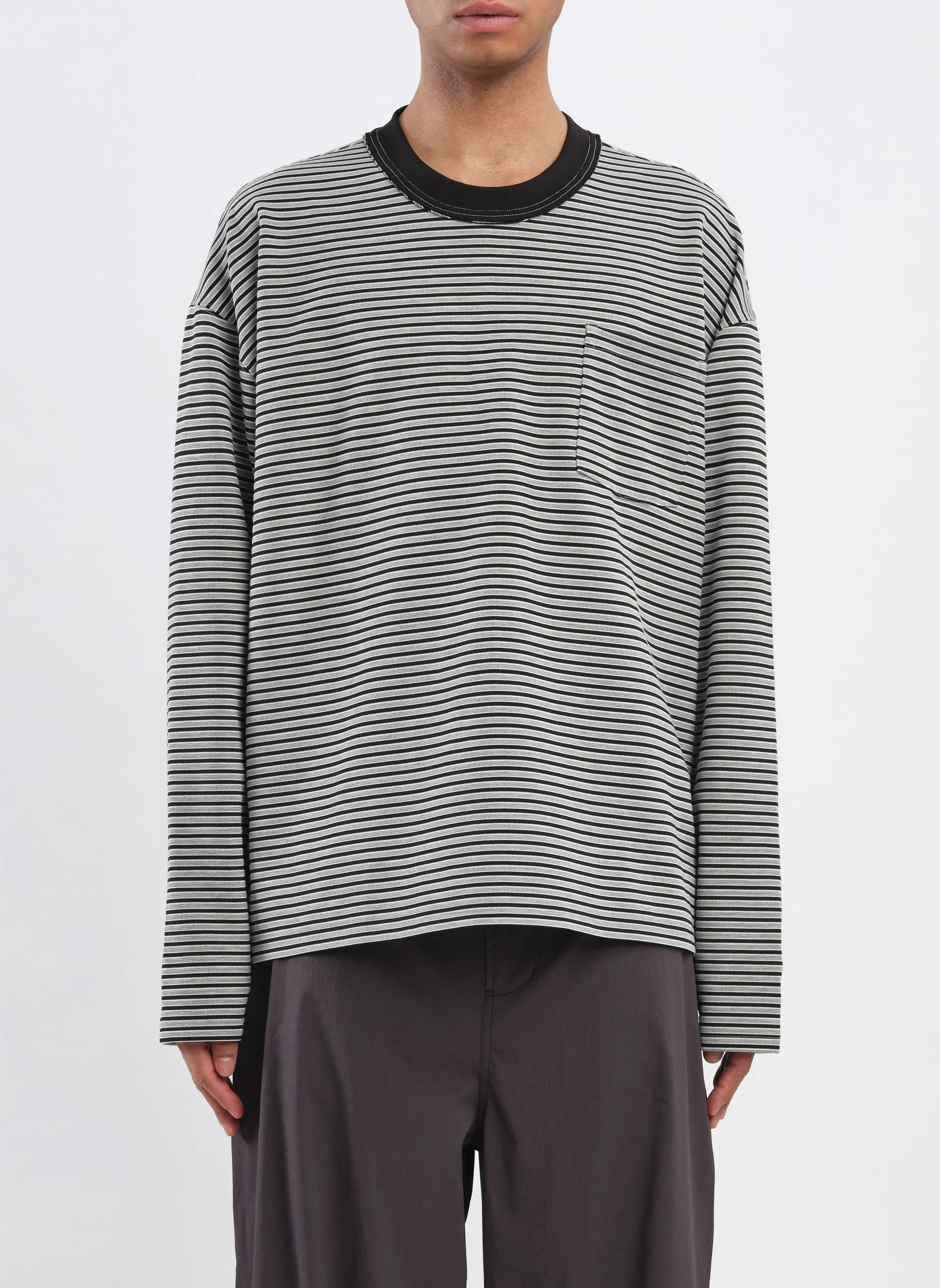 Jacquard Long Sleeves Border Top