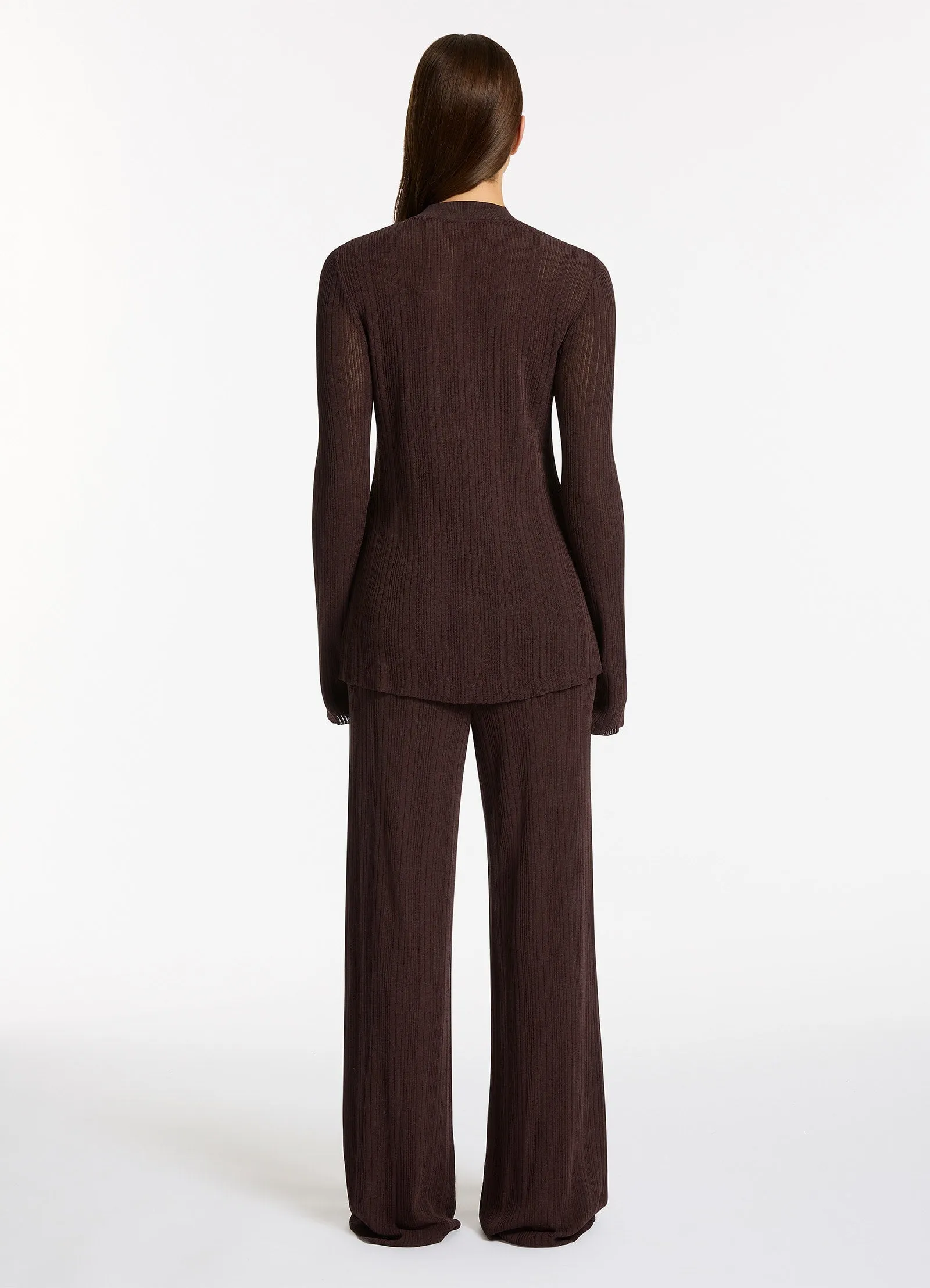 Jetset Knit Long Sleeve Top - Chocolate