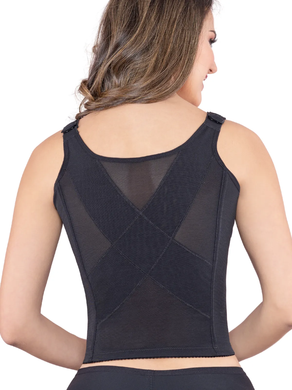 Longline posture corrector bra with padded straps