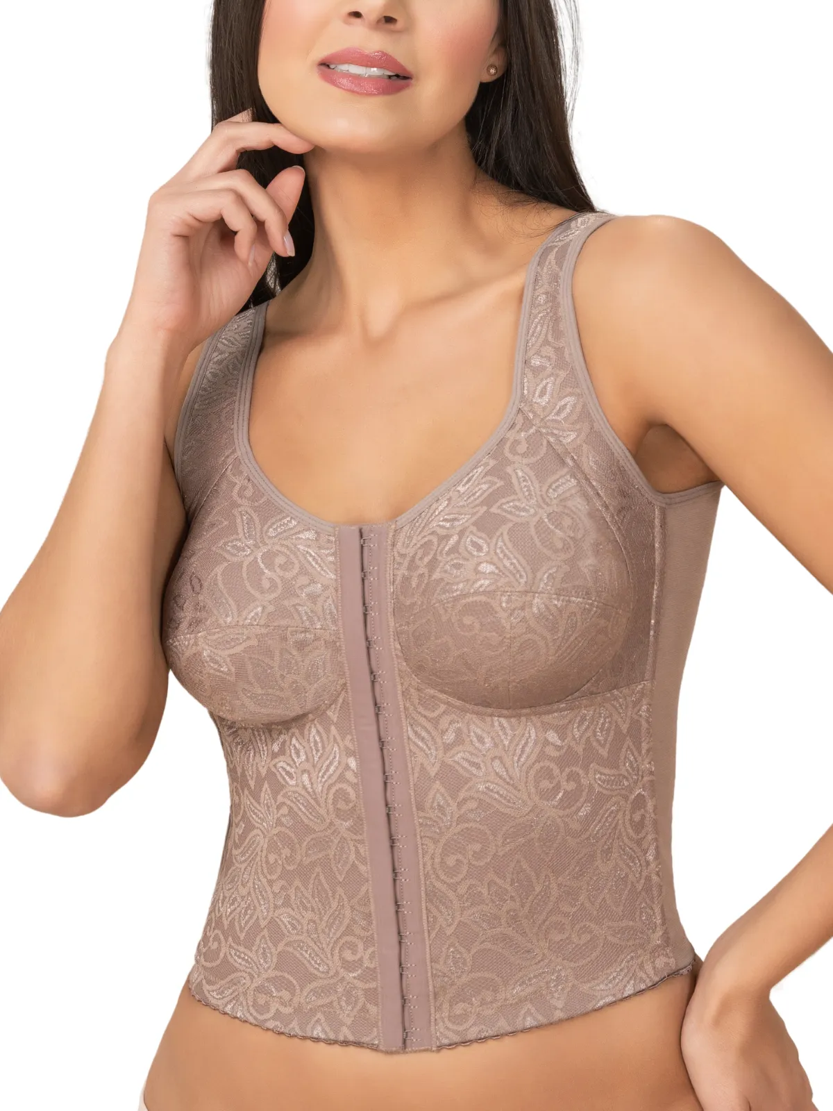 Longline posture corrector bra with padded straps