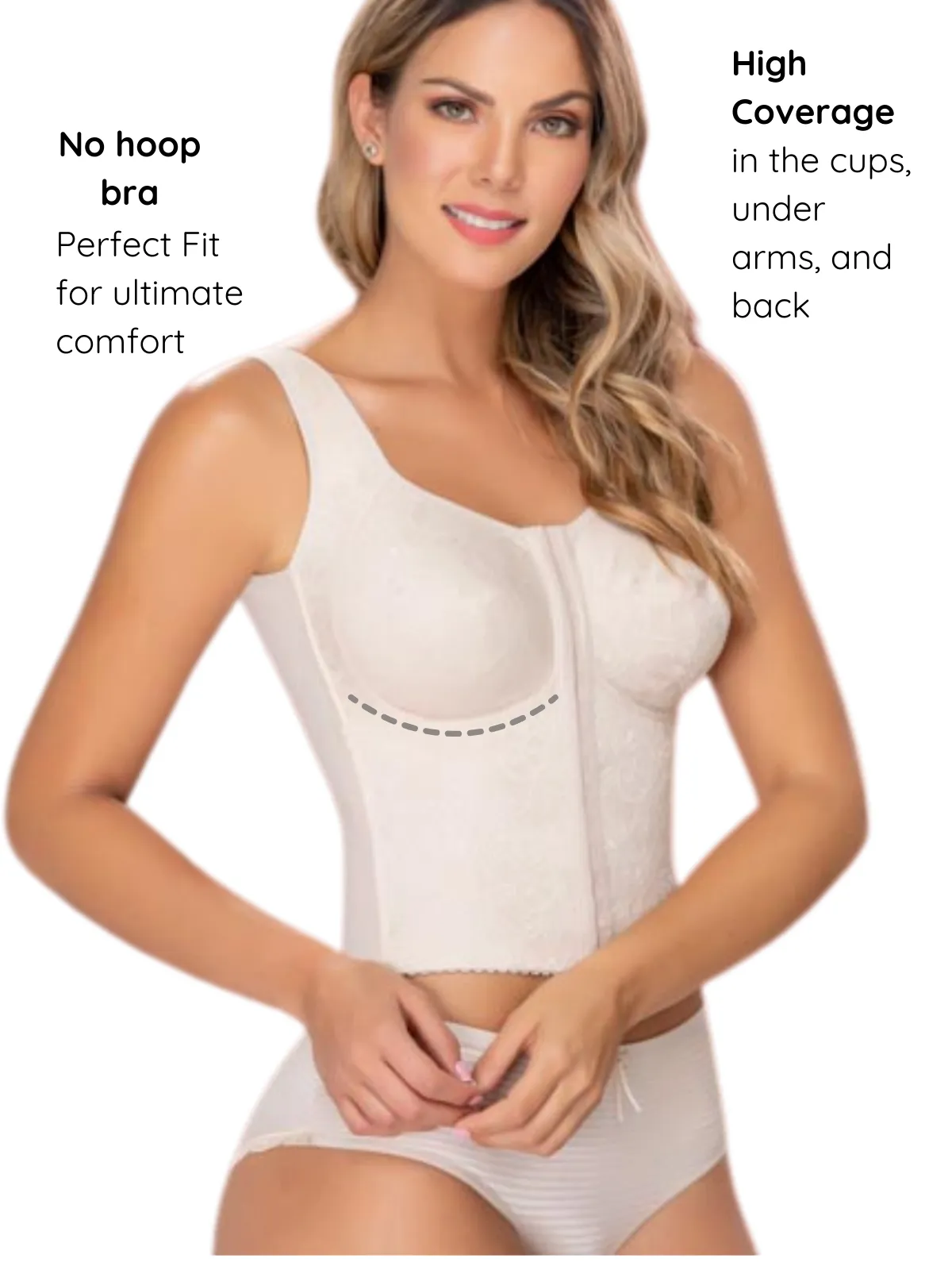 Longline posture corrector bra with padded straps