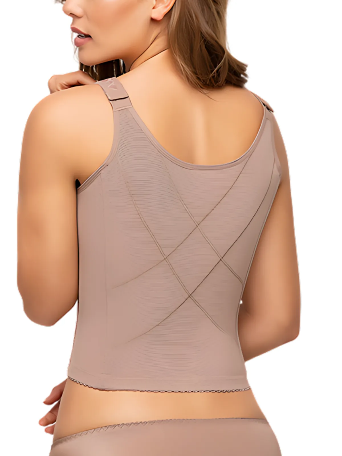 Longline posture corrector bra with padded straps