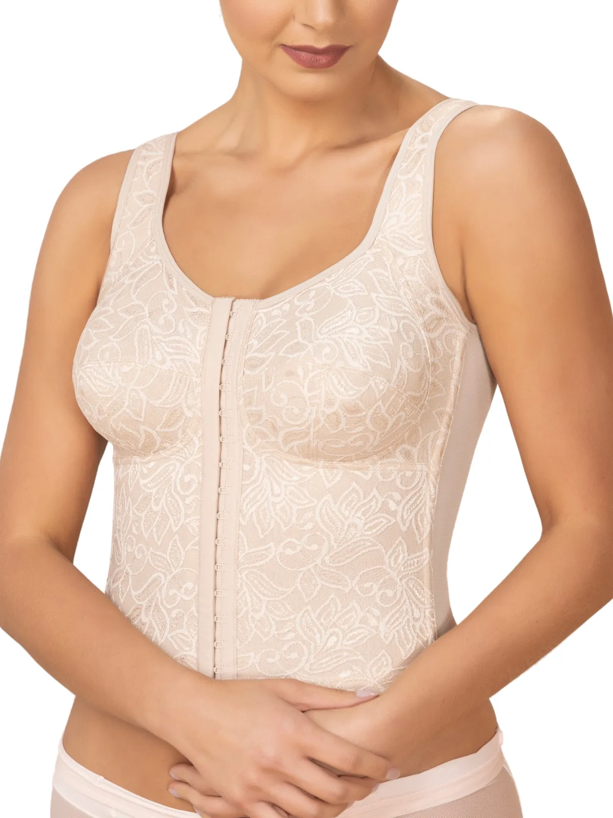Longline posture corrector bra with padded straps