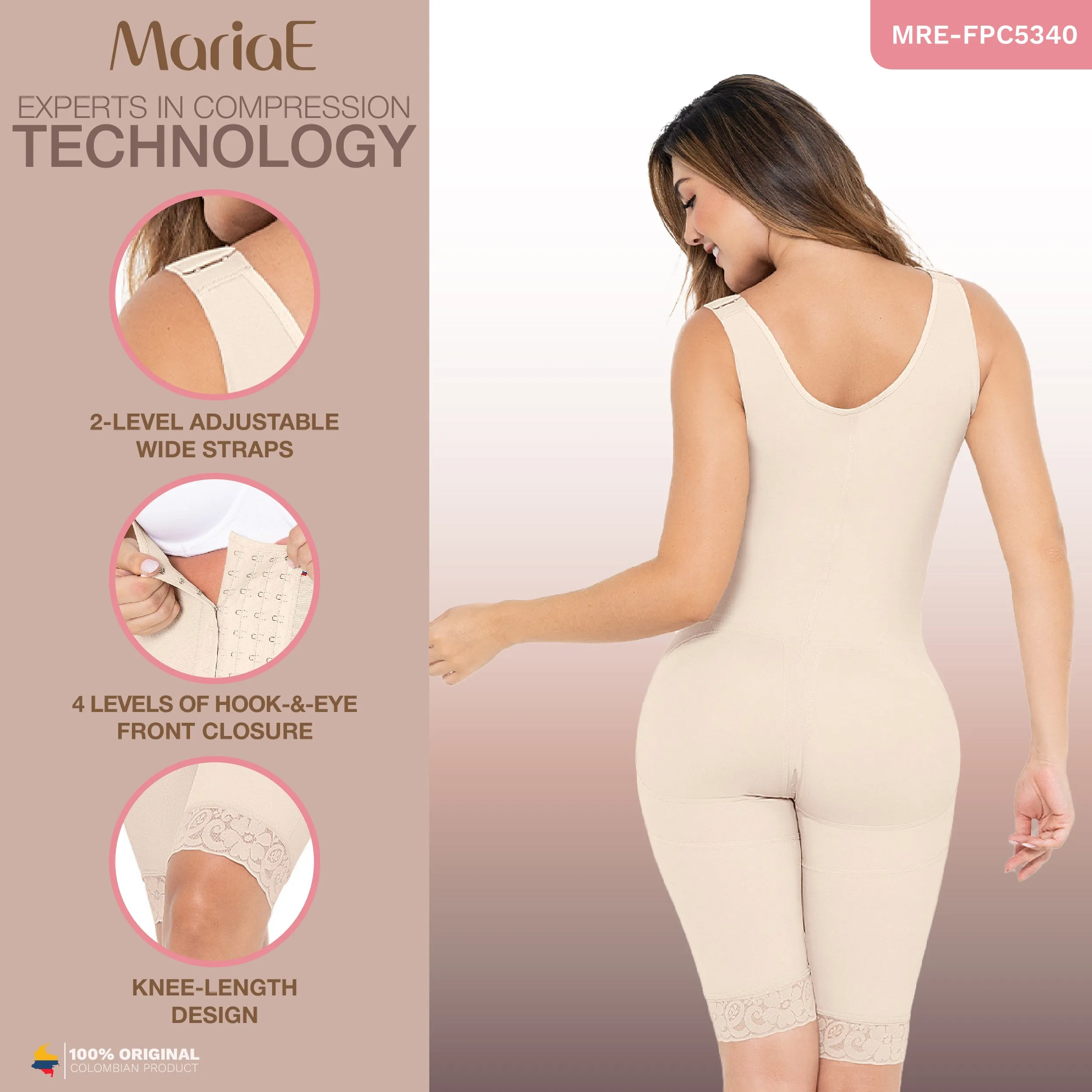 MARIAE FPC5340 Stage 2 Faja Colombiana Levanta Cola Post Surgery Postpartum Shapewear for C-section Mid Thigh