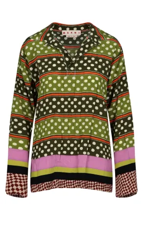 Marni Polka Dot Long Sleeve Blouse