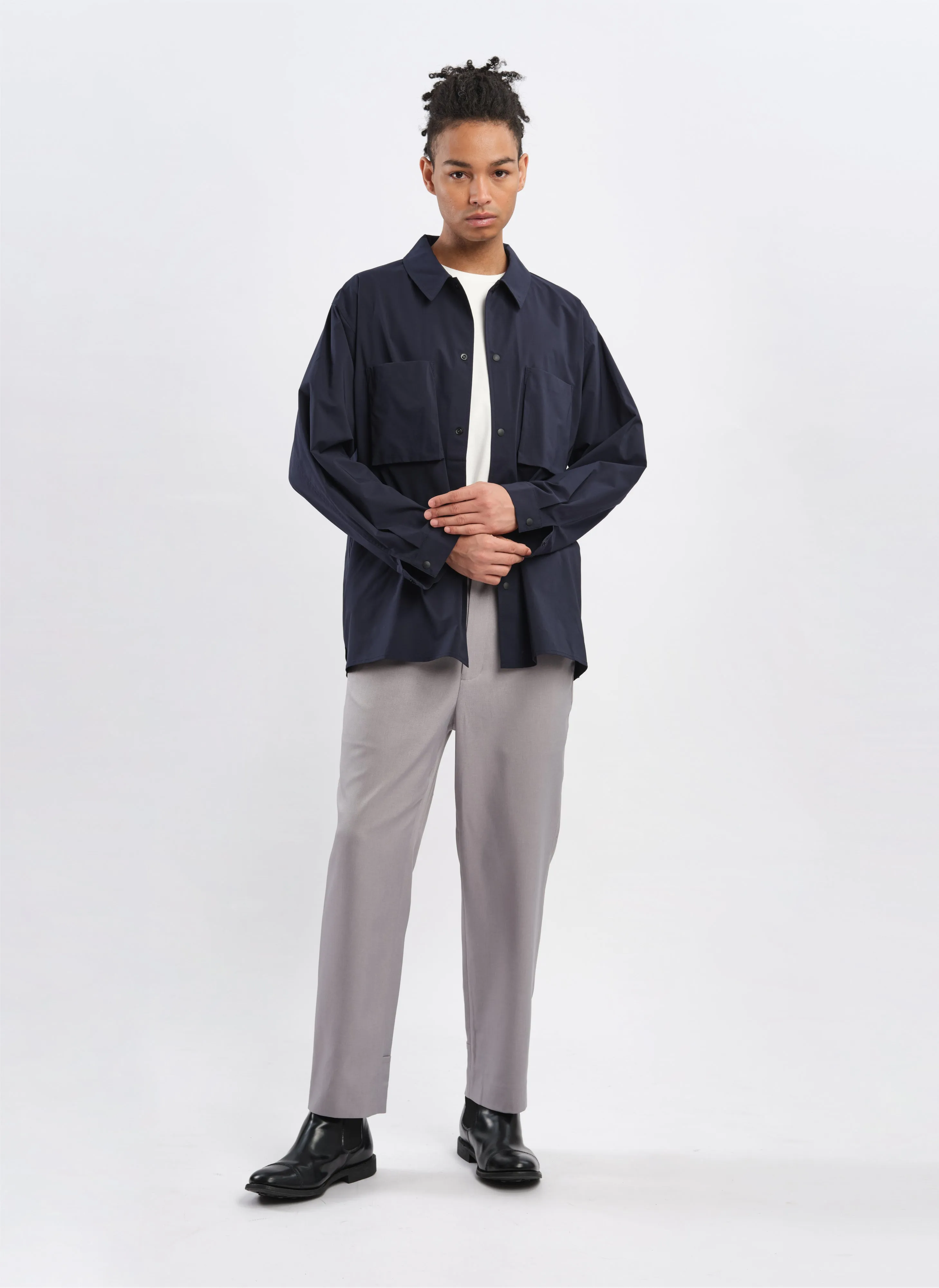 Minotech Snap Button Pocket Open Collar Shirt