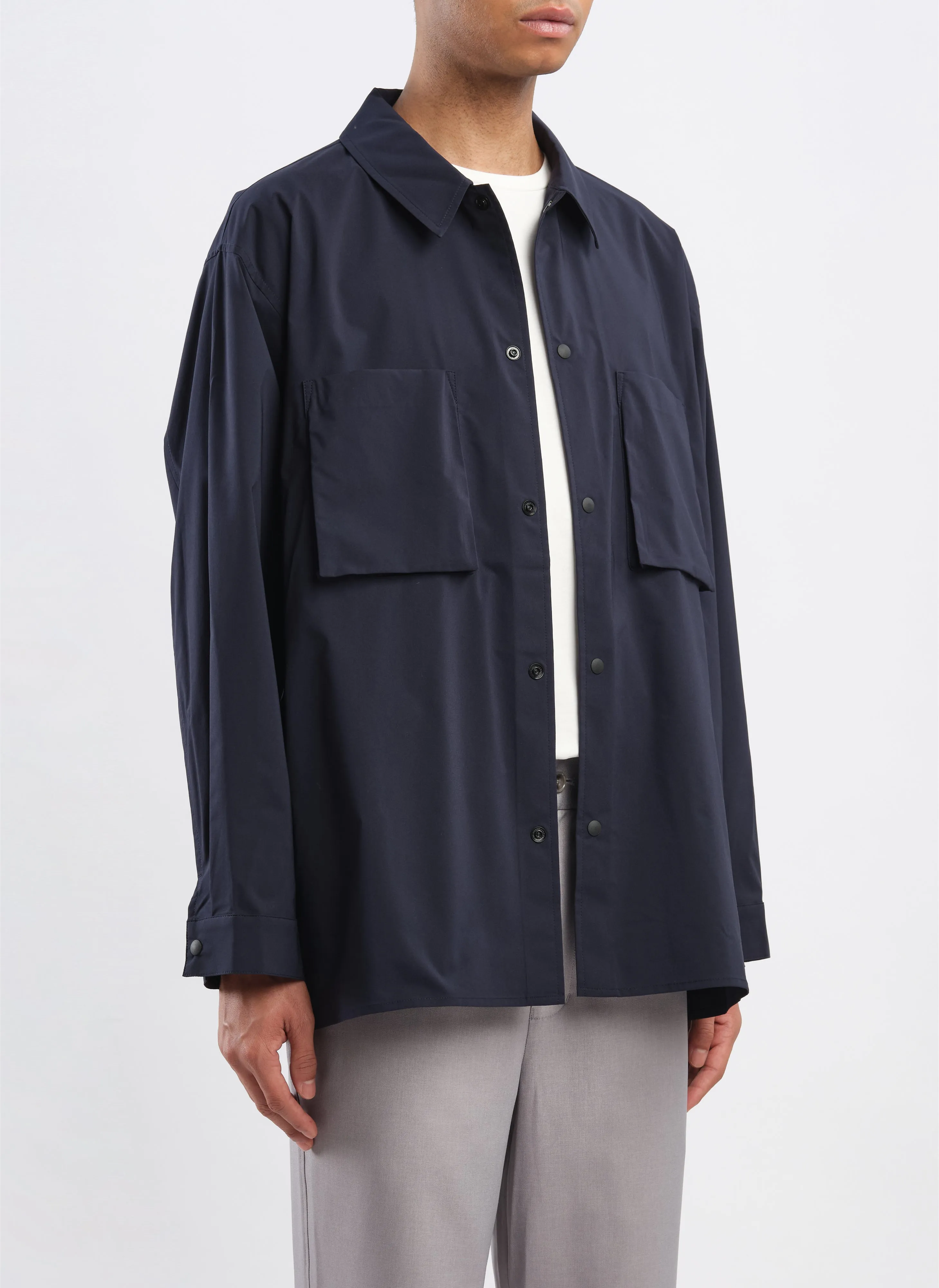 Minotech Snap Button Pocket Open Collar Shirt