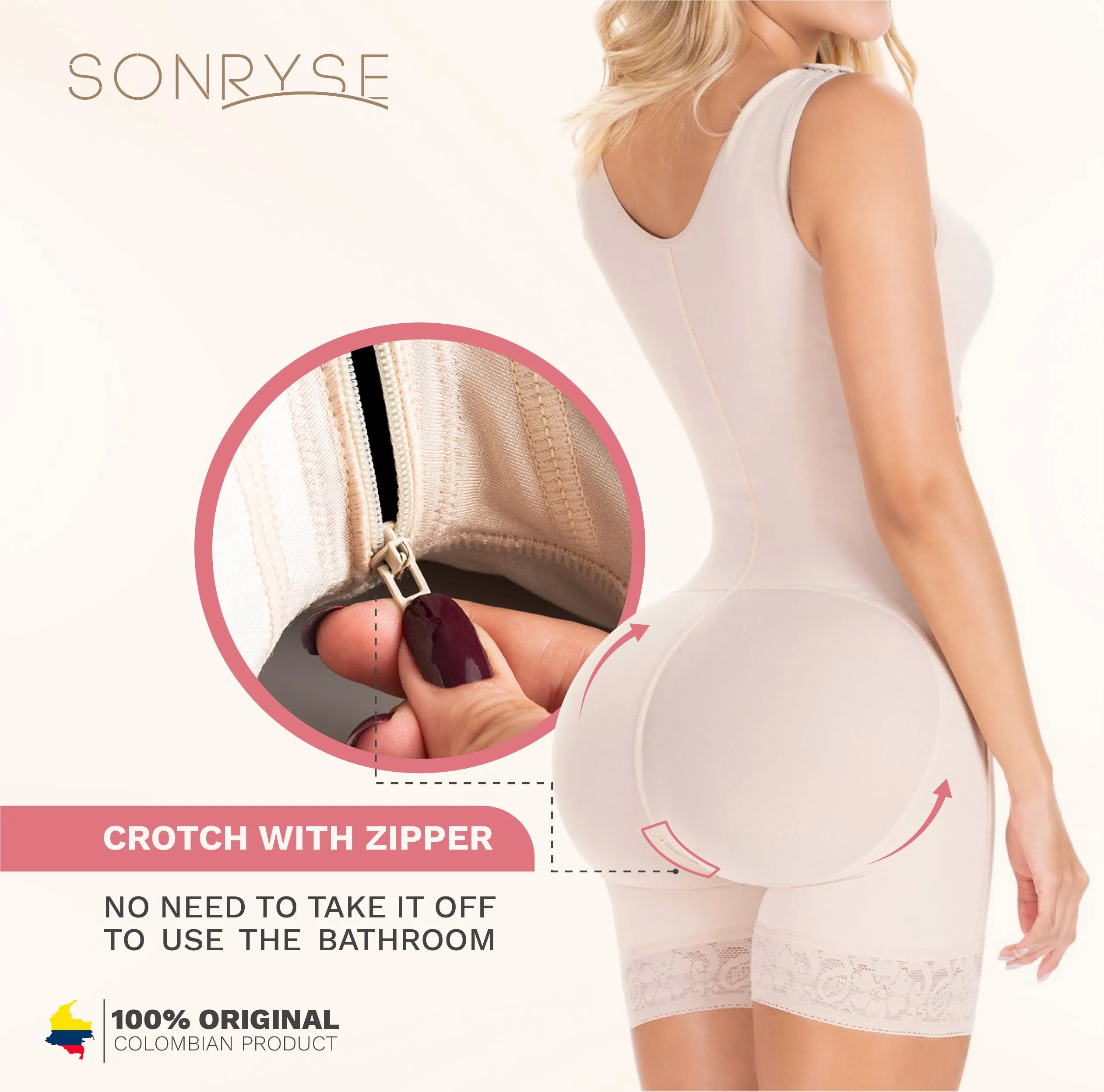Postpartum C-Section, High-Back, Wide Strap, High Compression Shapewear Fajas Sonryse 058ZL