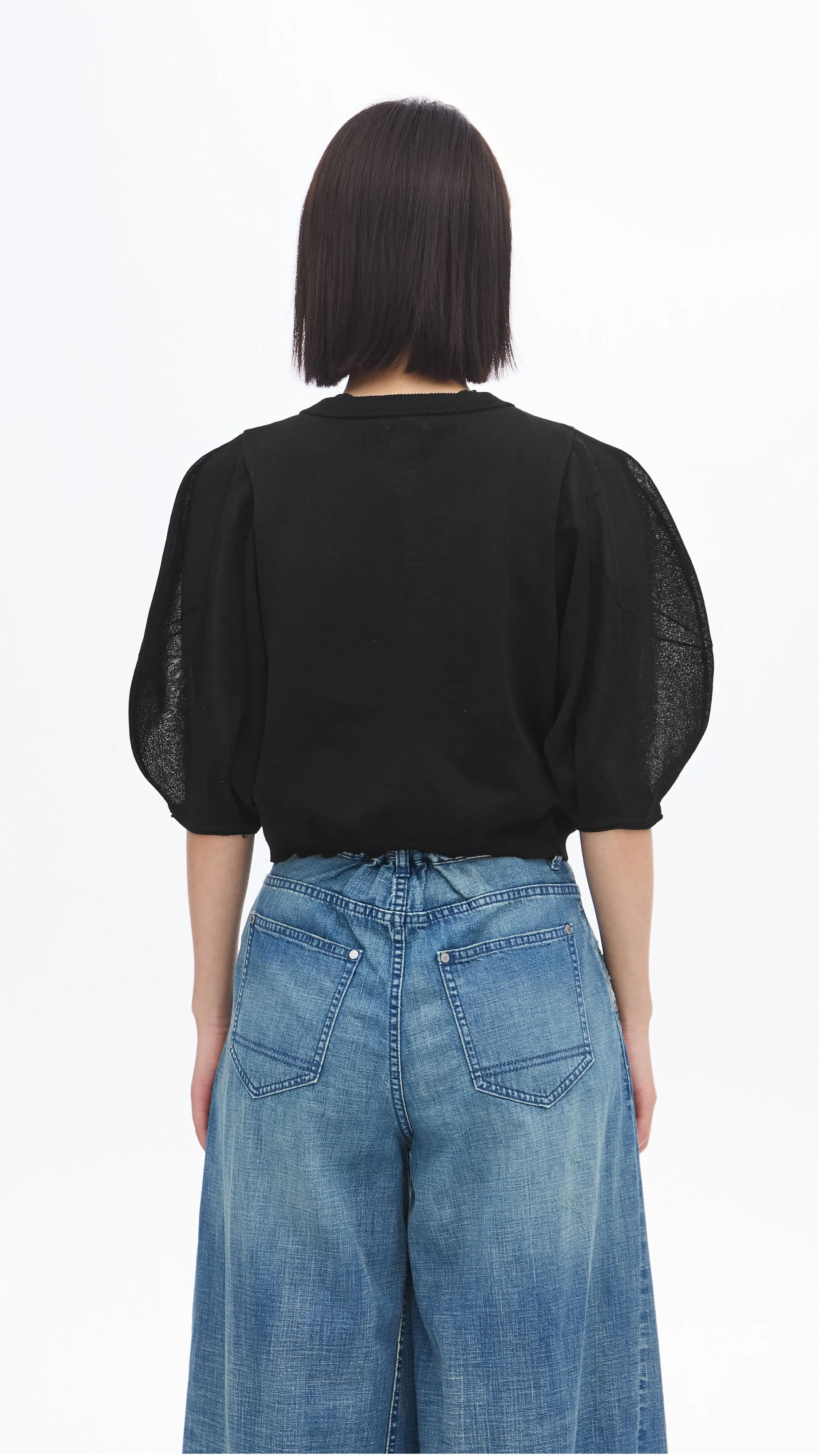 Puff-sleeves Knit Top