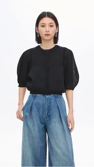 Puff-sleeves Knit Top
