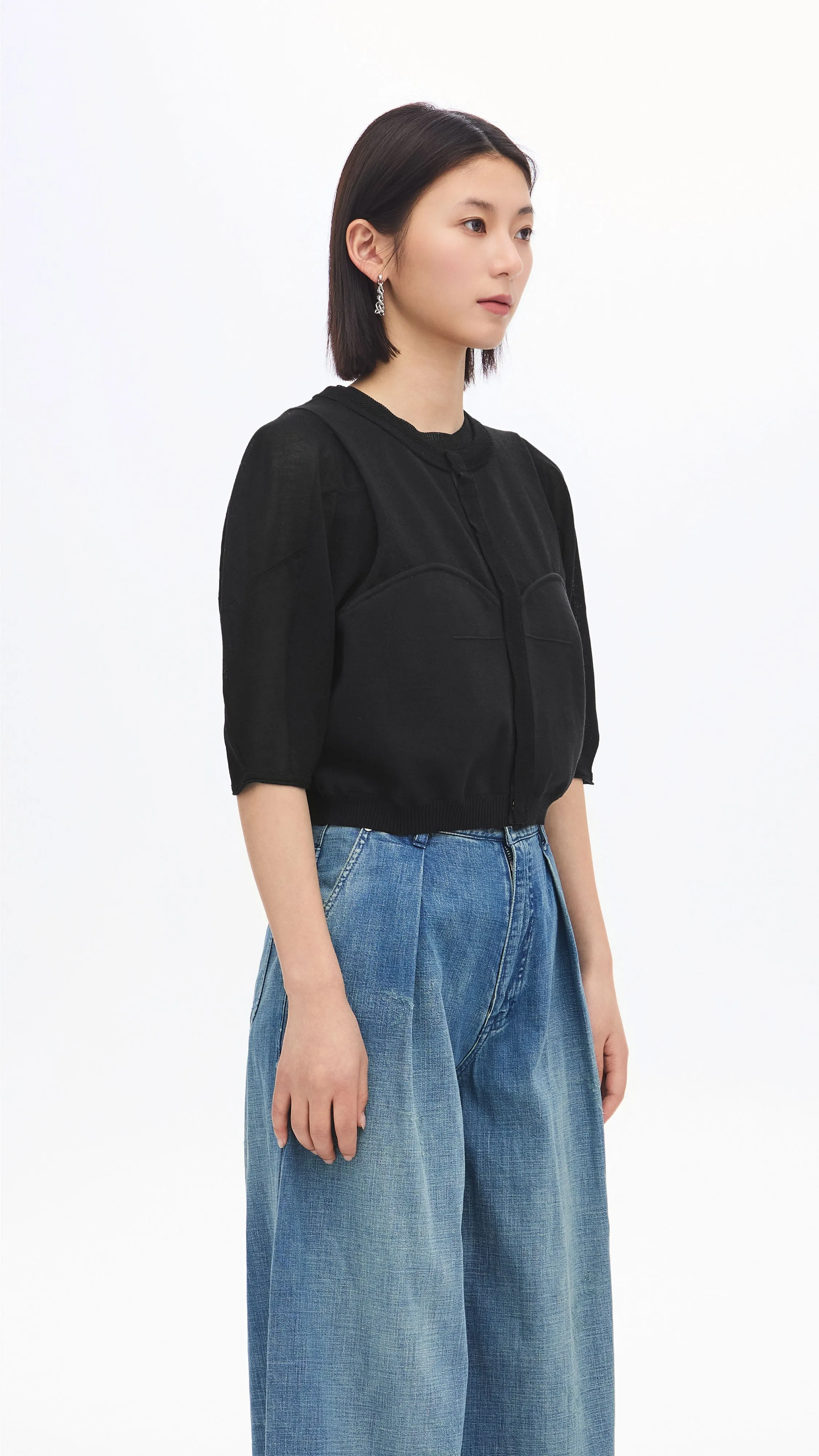 Puff-sleeves Knit Top