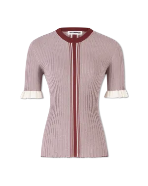 Ribbed Knit Short Sleeve Sweater