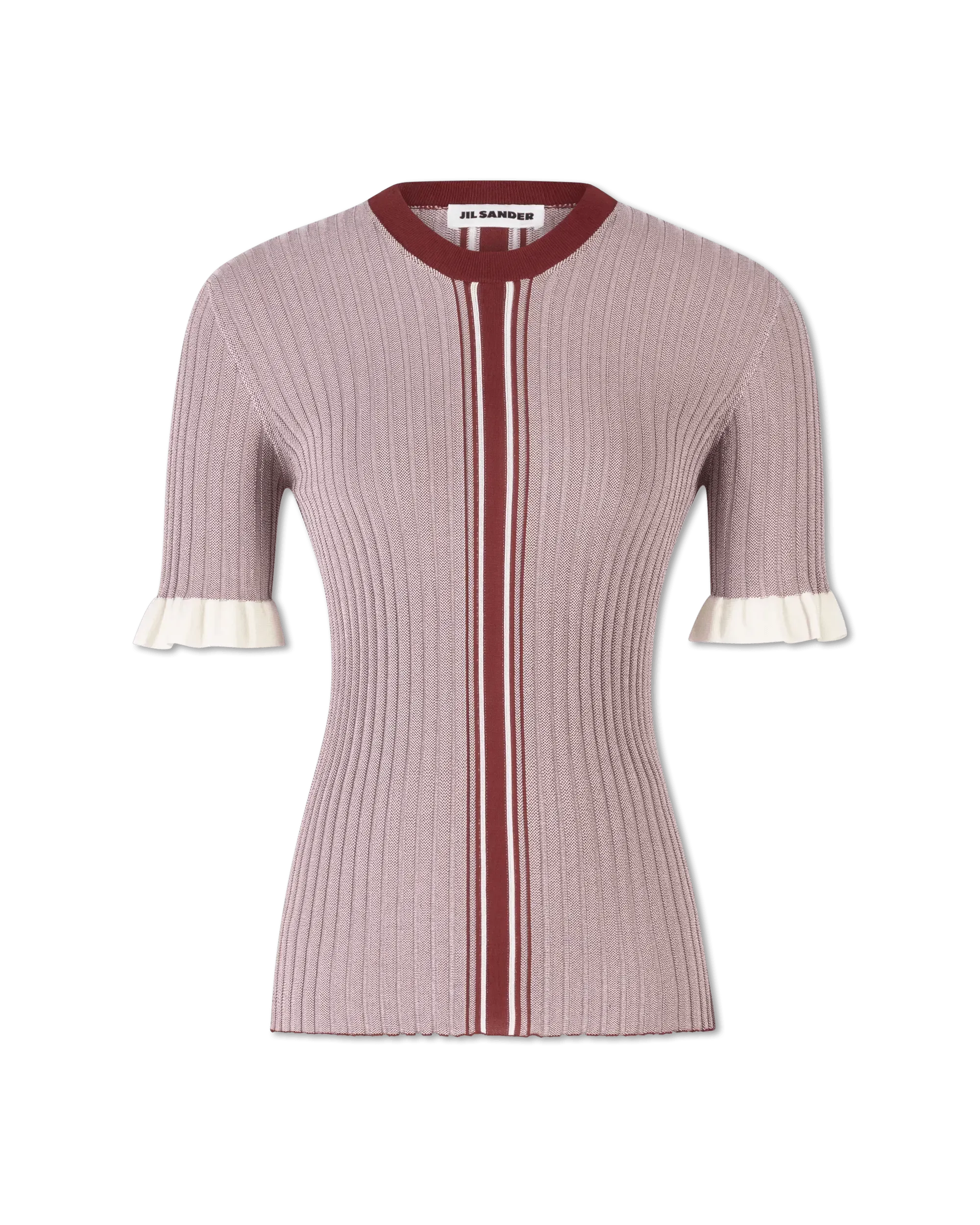 Ribbed Knit Short Sleeve Sweater