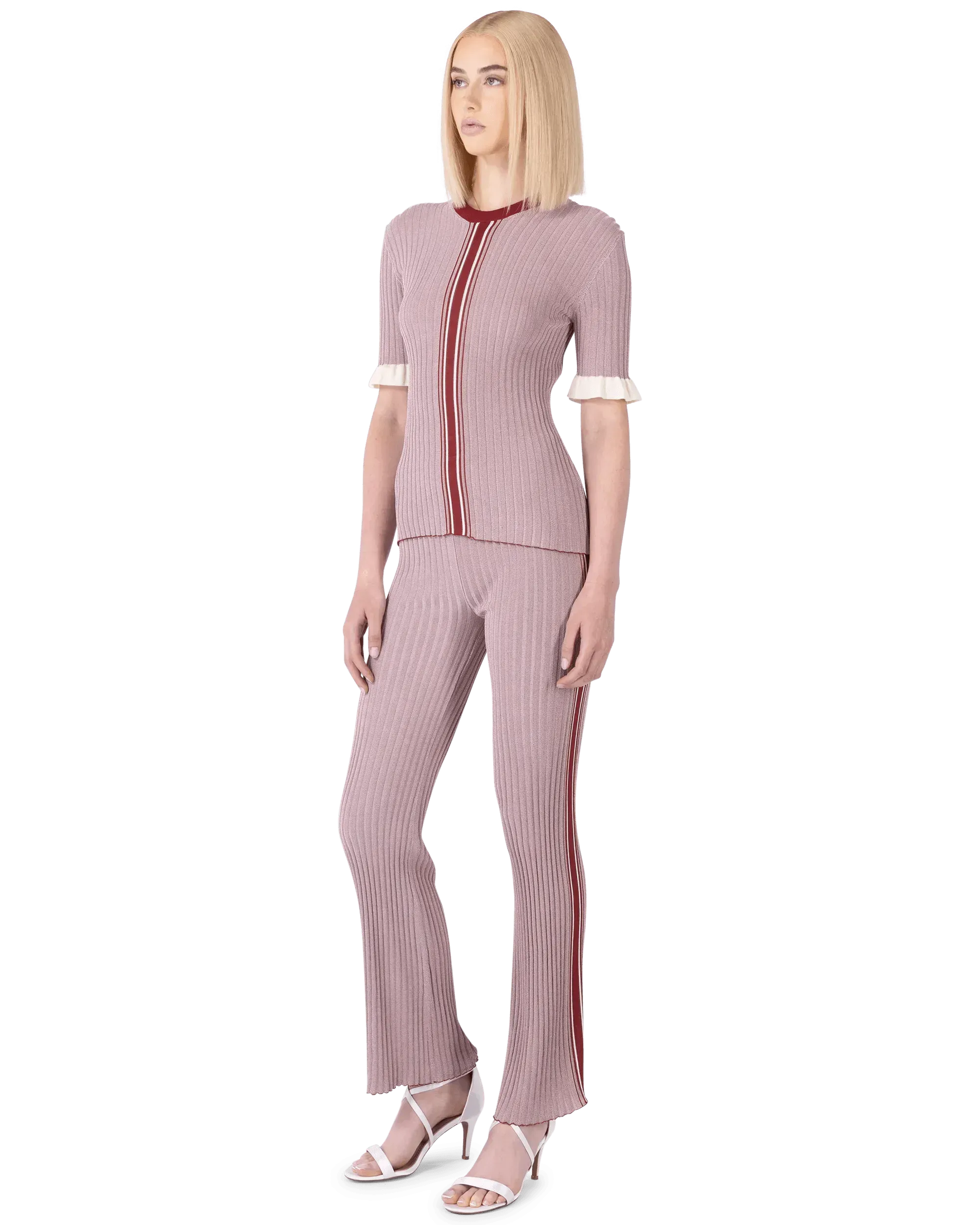 Ribbed Knit Short Sleeve Sweater