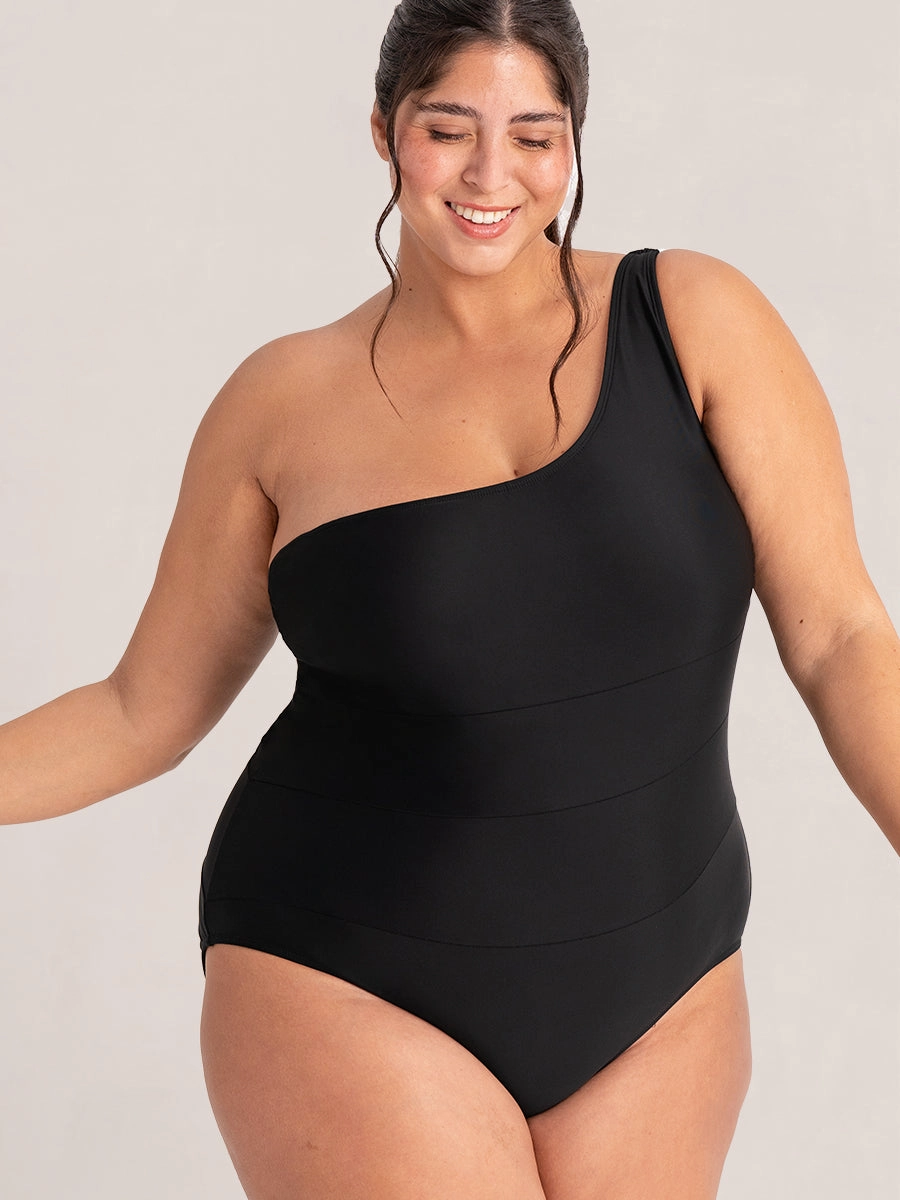Shapermint Essentials One Shoulder Swimsuit