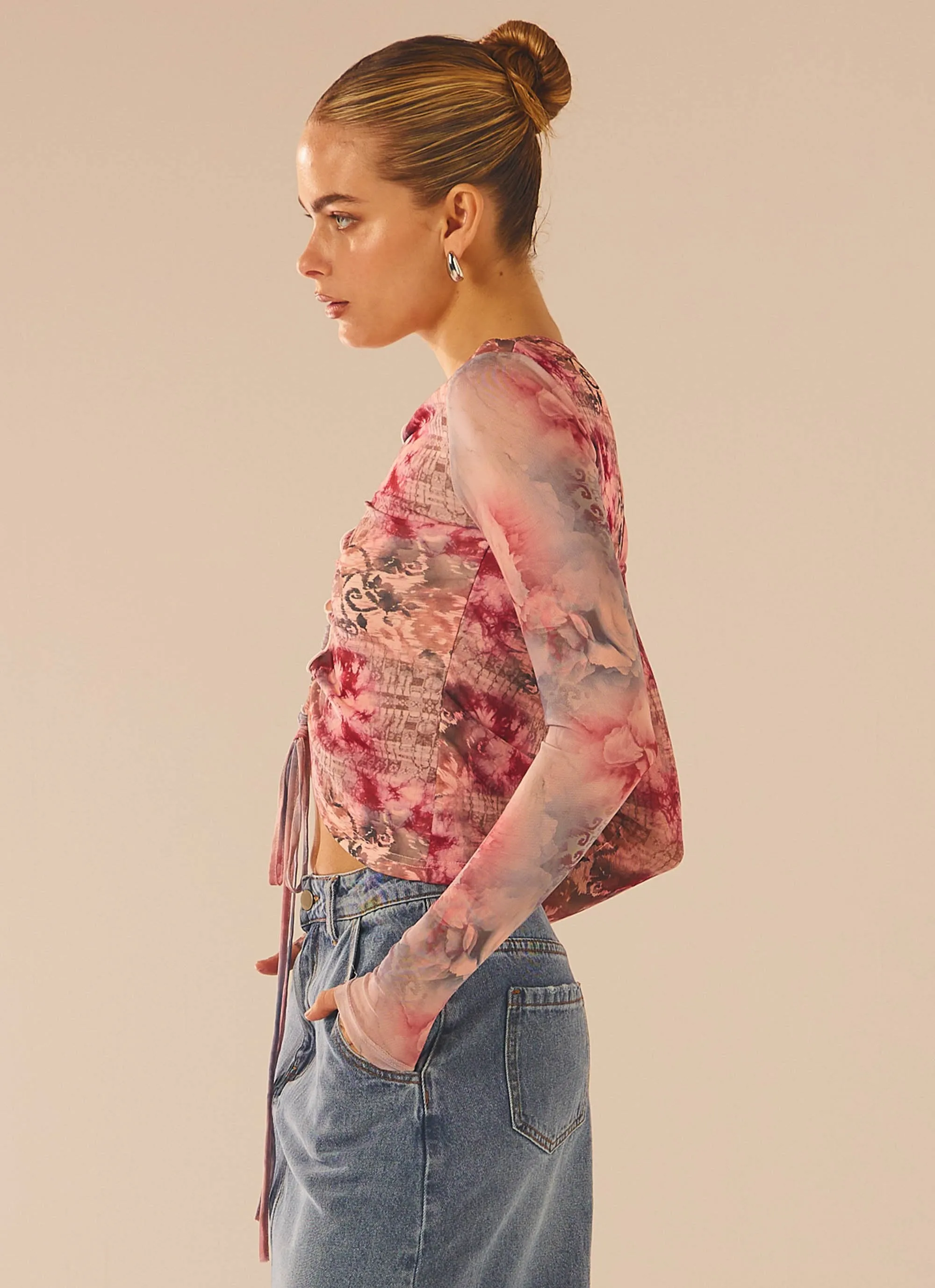 Shut Down Long Sleeve Top - Marbella Floral