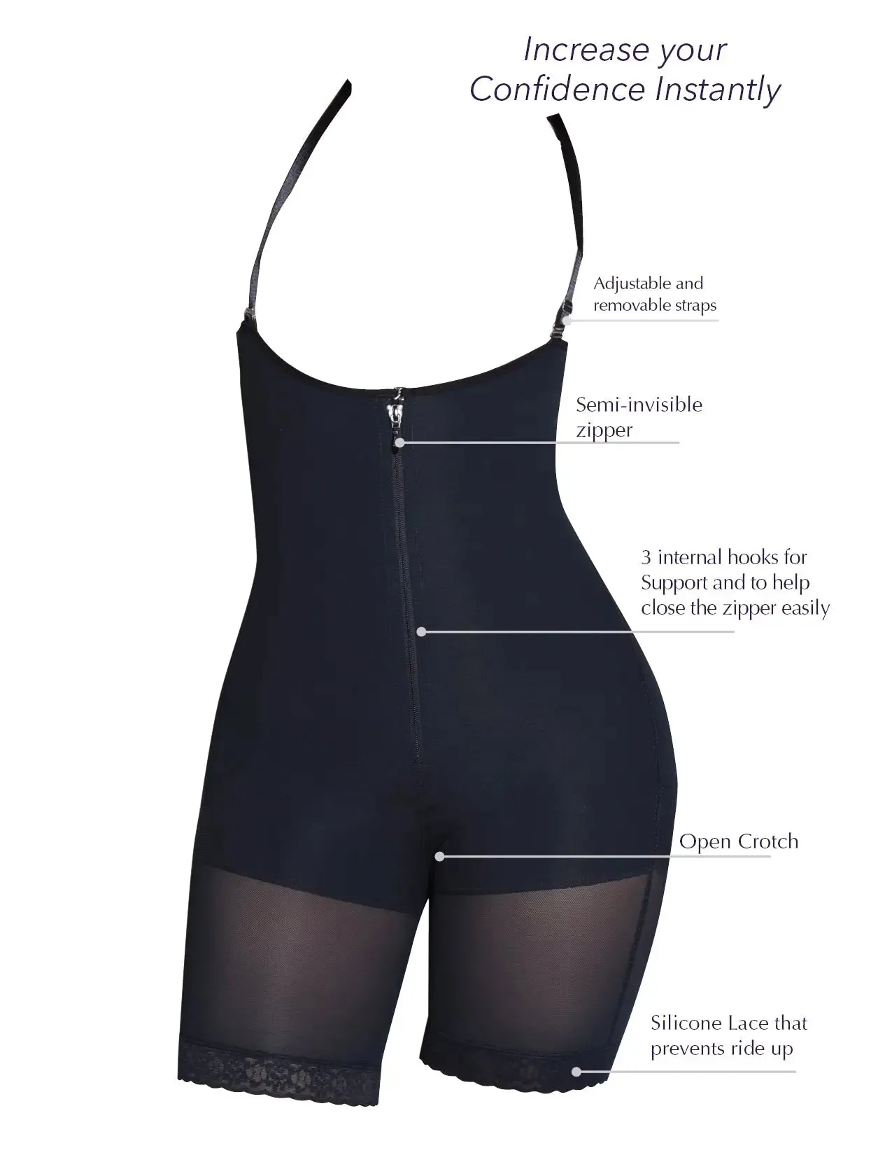 Siluet 1007 Braless Mid-Thigh Minimizer Bodysuit
