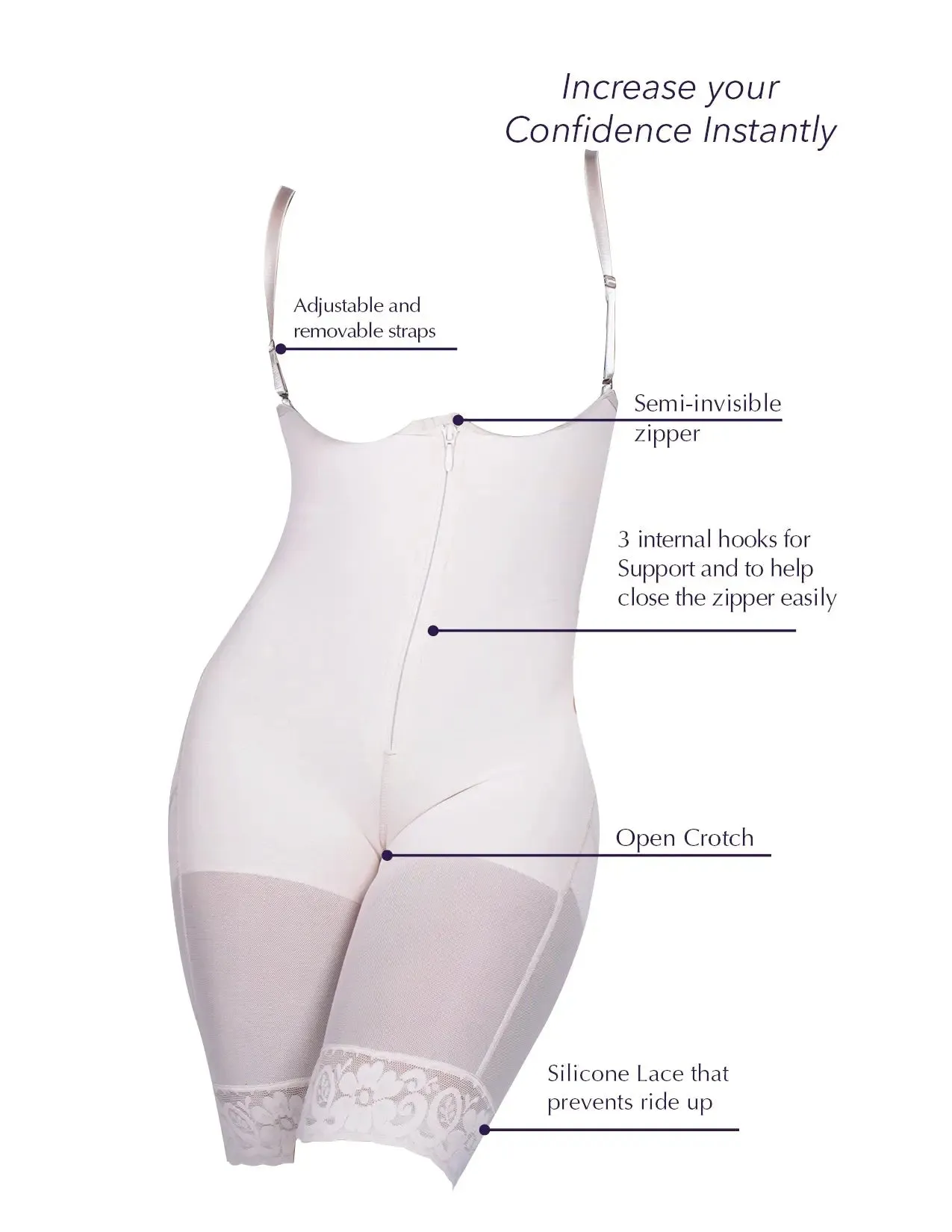 Siluet 1007 Braless Mid-Thigh Minimizer Bodysuit