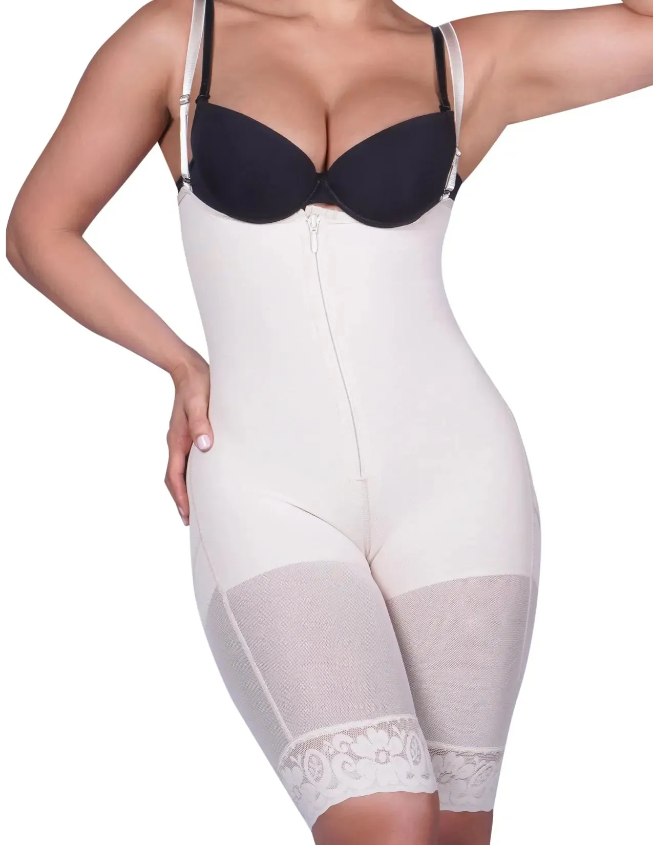 Siluet 1007 Braless Mid-Thigh Minimizer Bodysuit