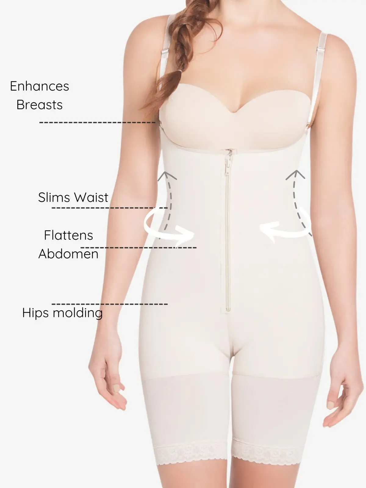 Siluet 1007 Braless Mid-Thigh Minimizer Bodysuit