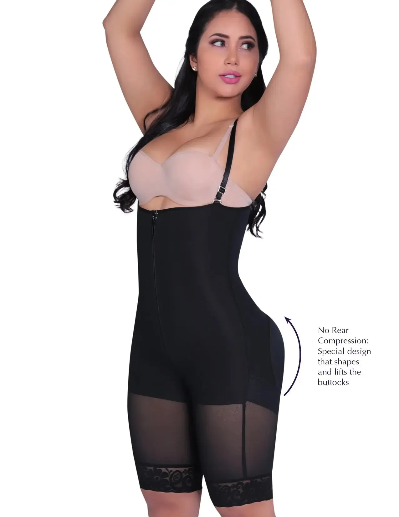 Siluet 1007 Braless Mid-Thigh Minimizer Bodysuit
