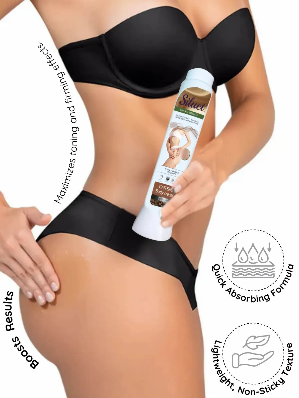Siluet Caffeine Body Gel with Botanical Extracts – Reduces Stretch Marks & Restores Elasticity (10.6 oz)