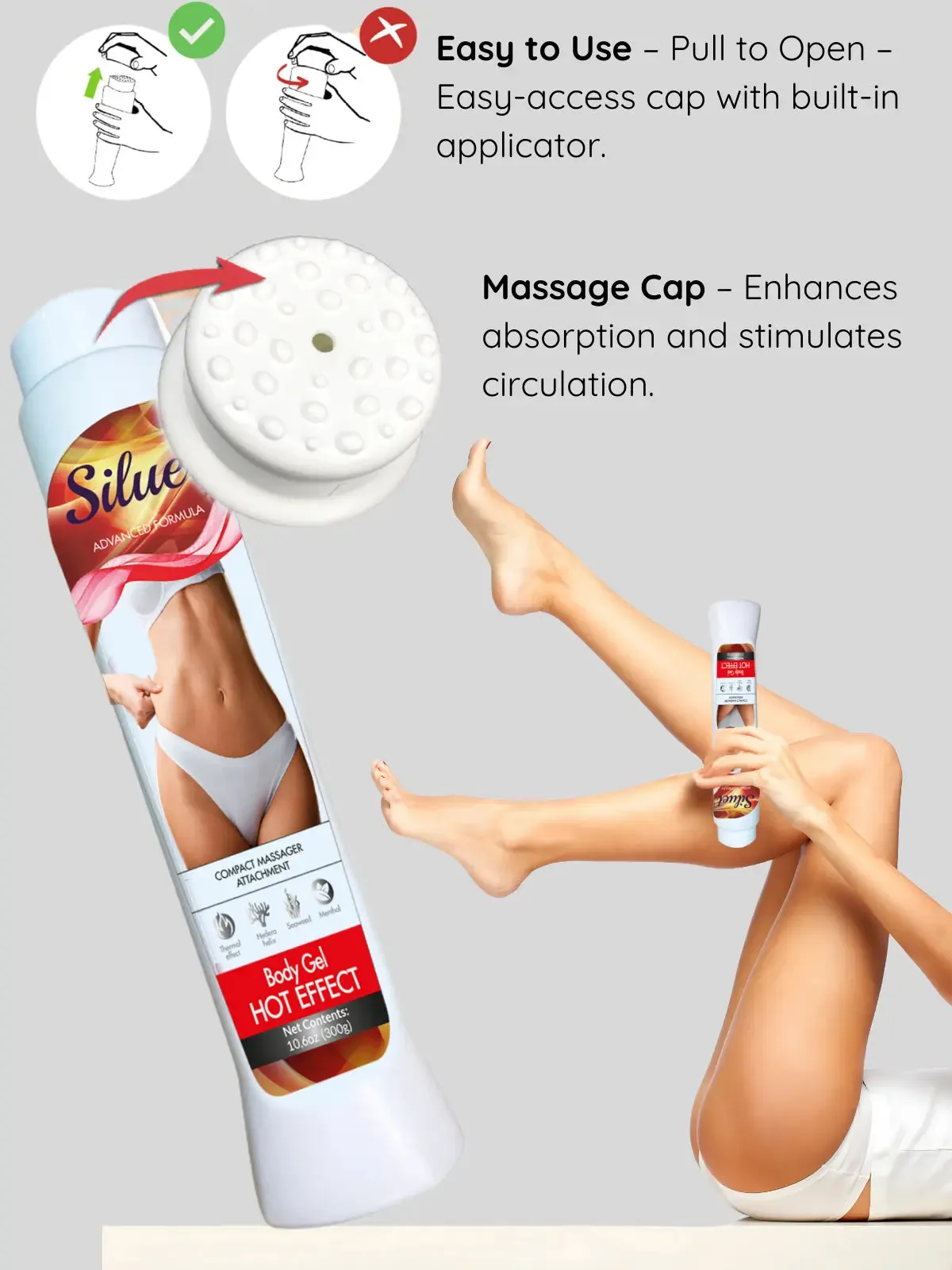 Siluet Thermal Reducer Hot Gel with Seaweed & Botanical Extracts – Targeted Fat Reduction & Body Contouring (10.6 oz)