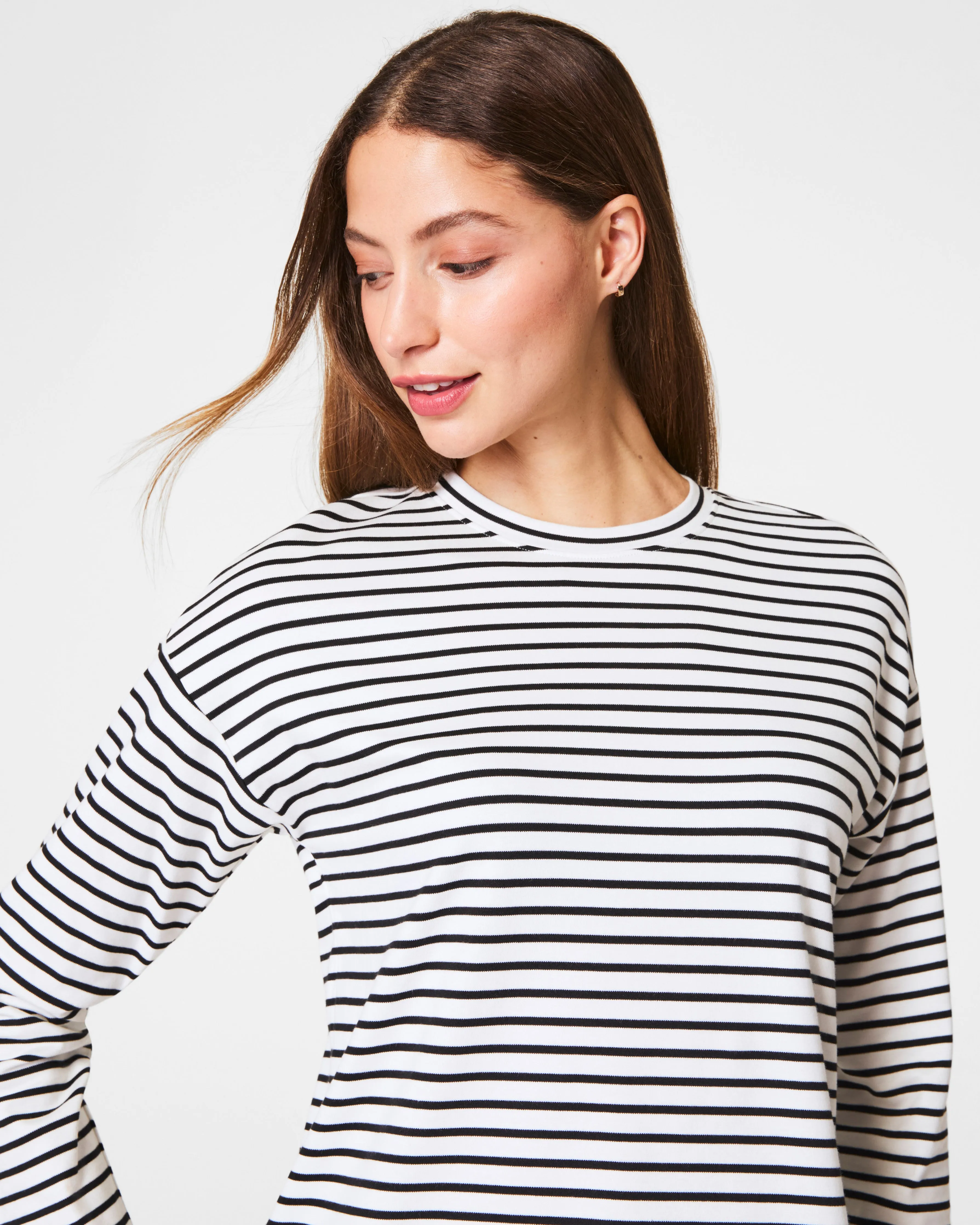SPANX® Cotton Long Sleeve Crewneck Top, Stripe
