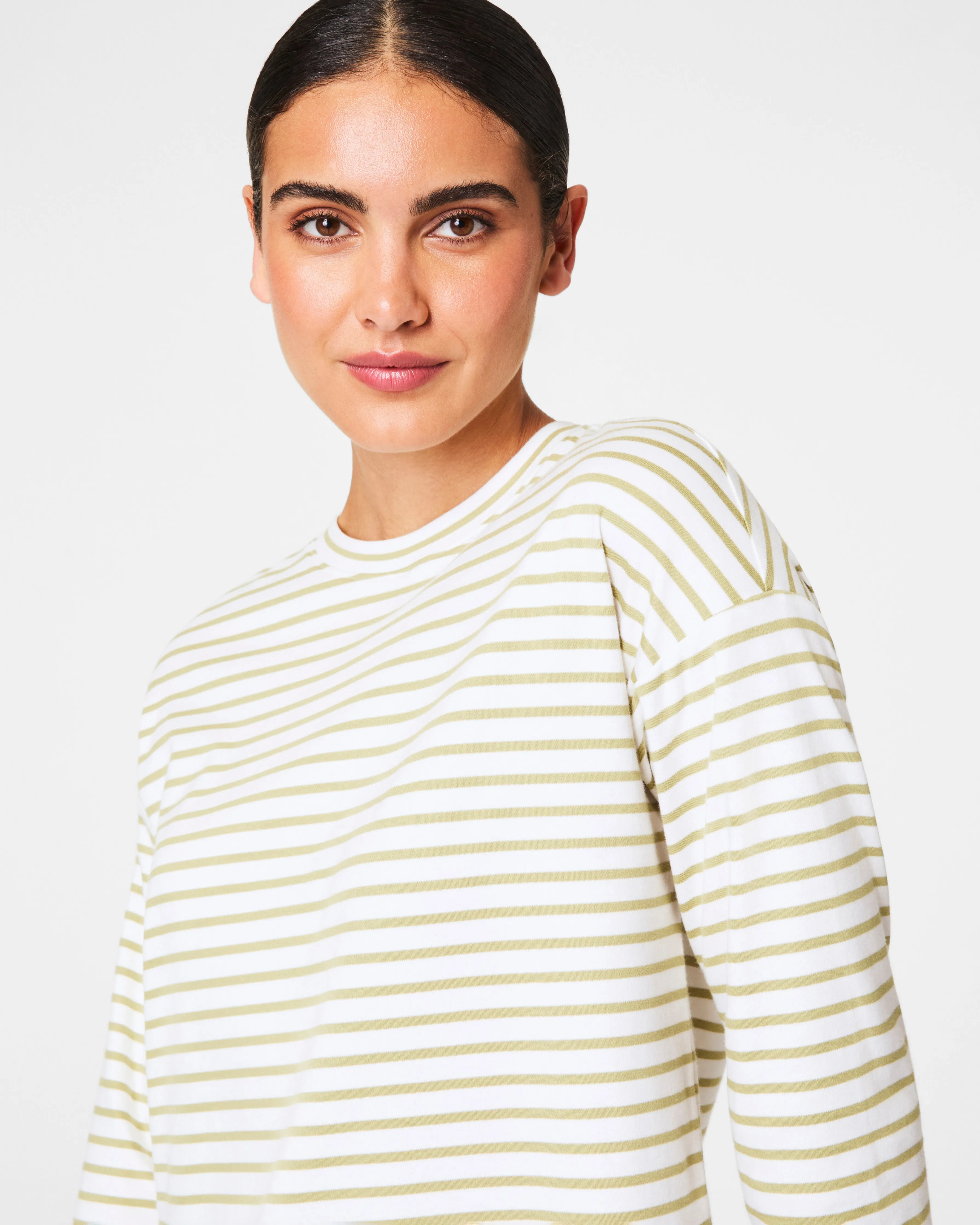 SPANX® Cotton Long Sleeve Crewneck Top, Stripe