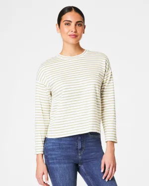 SPANX® Cotton Long Sleeve Crewneck Top, Stripe