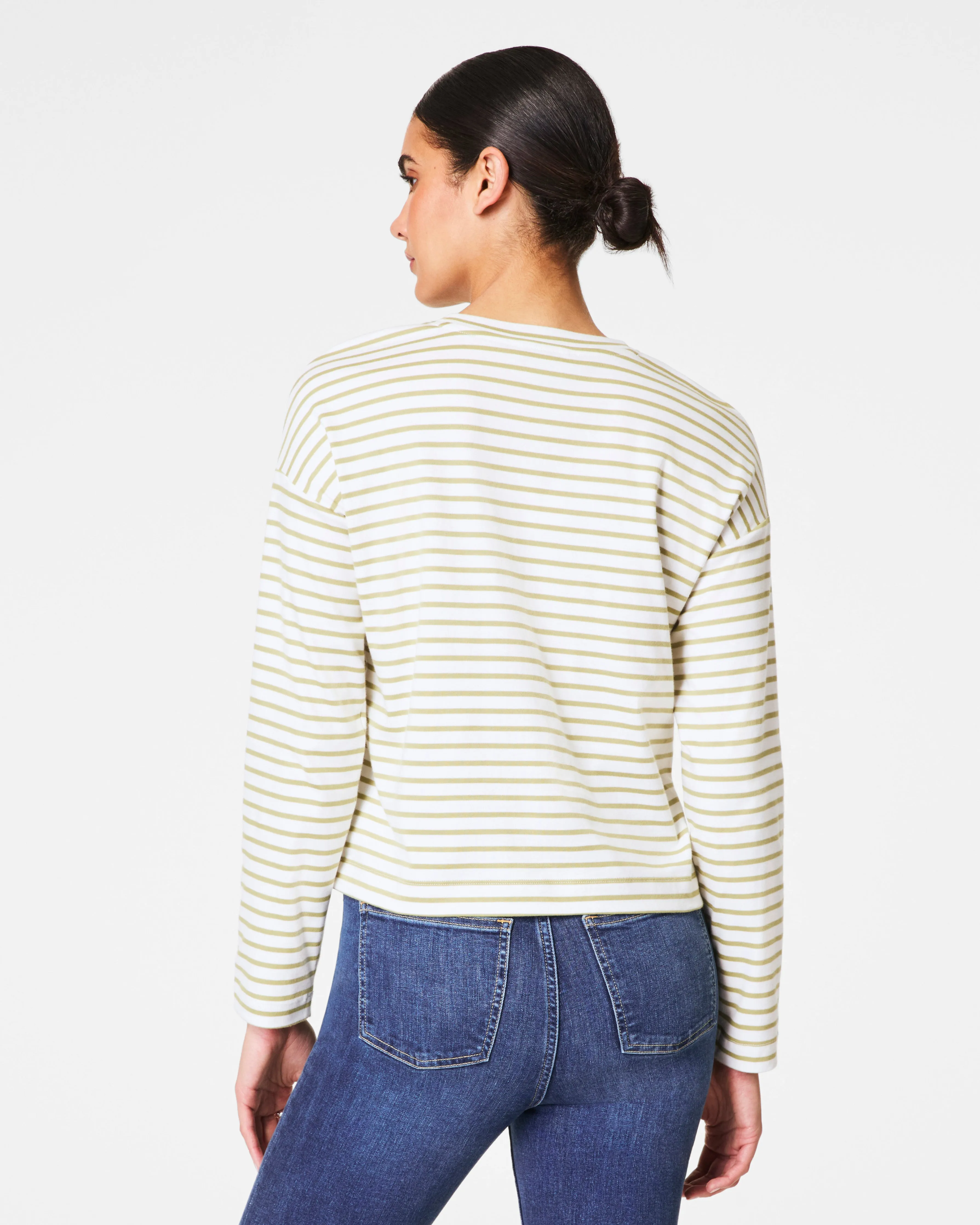 SPANX® Cotton Long Sleeve Crewneck Top, Stripe