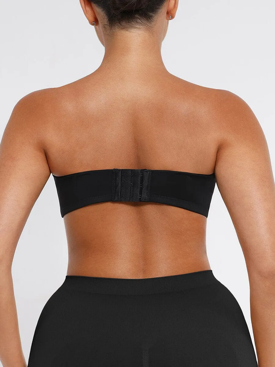 Strapless Non-slip Gathering Bust Support Underwire 1/2 Cup Bra