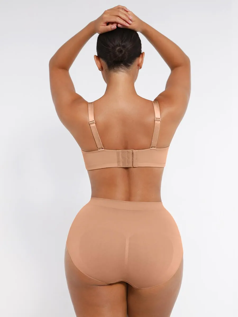 Strapless Non-slip Gathering Bust Support Underwire 1/2 Cup Bra