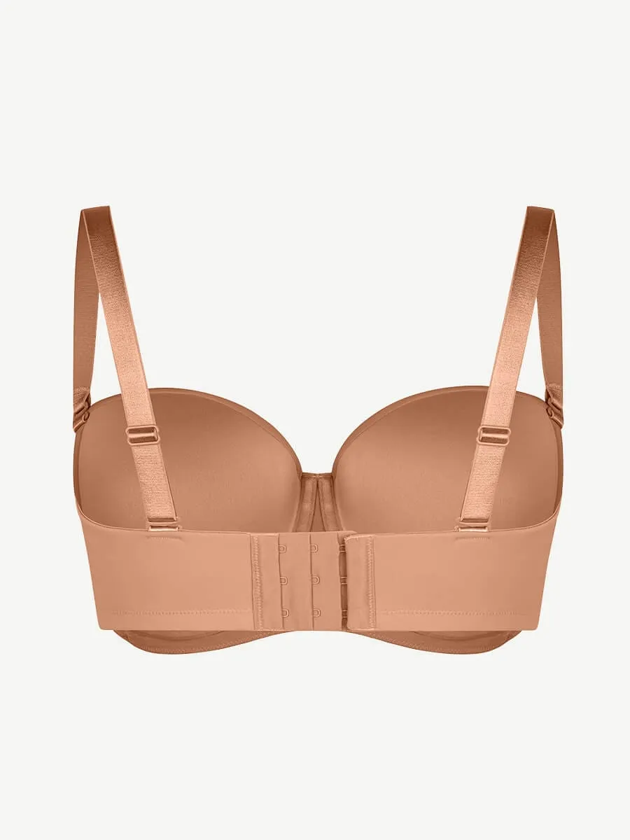 Strapless Non-slip Gathering Bust Support Underwire 1/2 Cup Bra