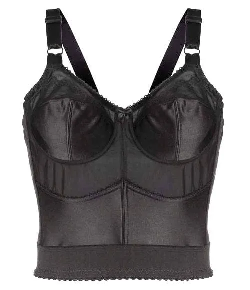 Style 7808 | Embroidered Soft Cup Long Line Bra - Black