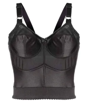 Style 7808 | Embroidered Soft Cup Long Line Bra - Black