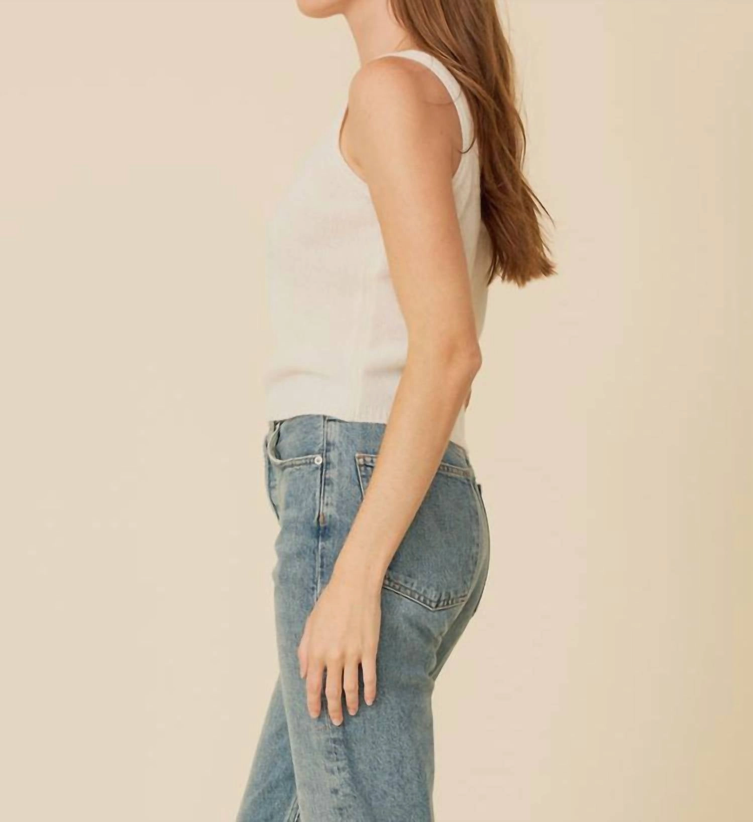 Talia Cashmere Tank In Ivory