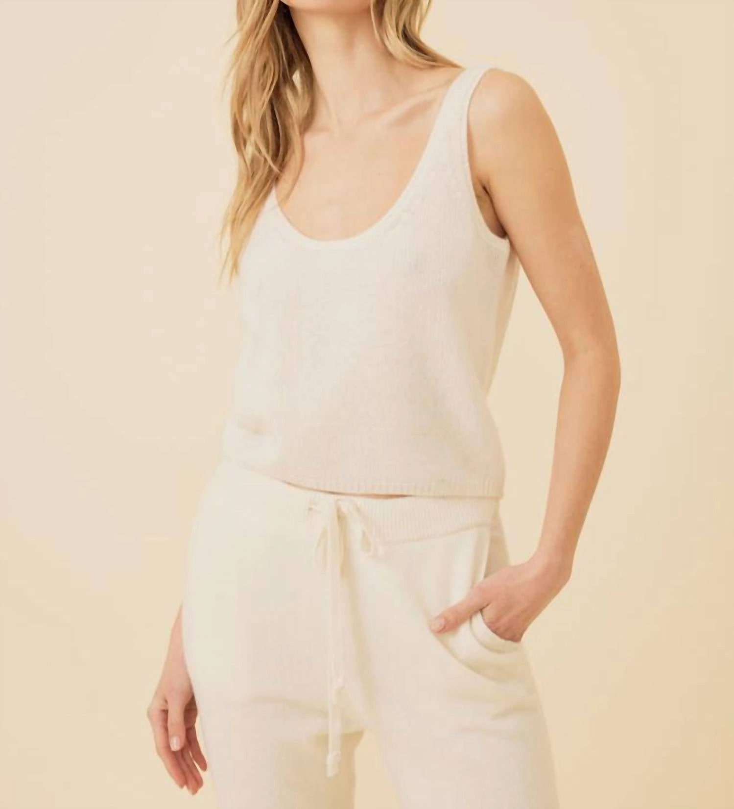 Talia Cashmere Tank In Ivory